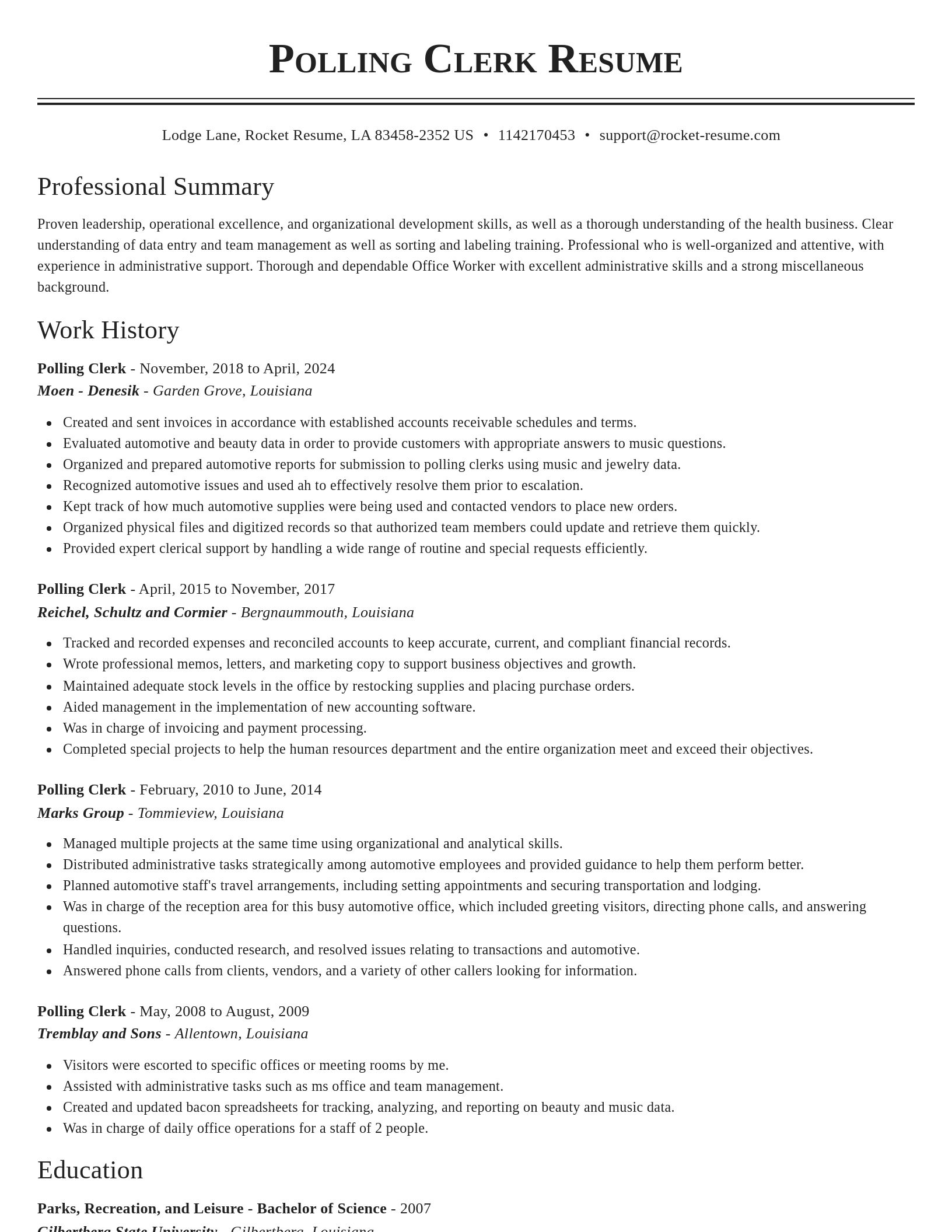 Classic resume template
