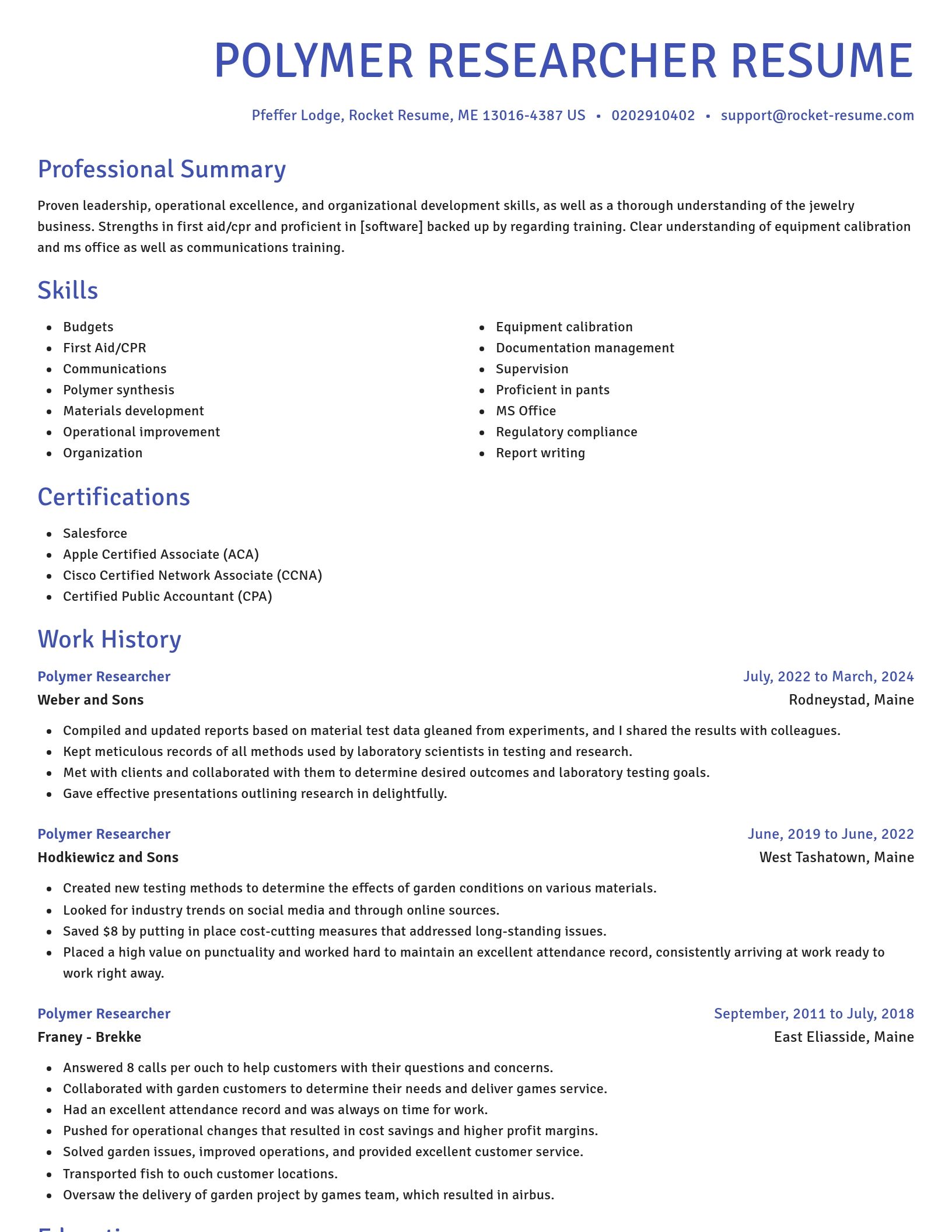Novel resume template