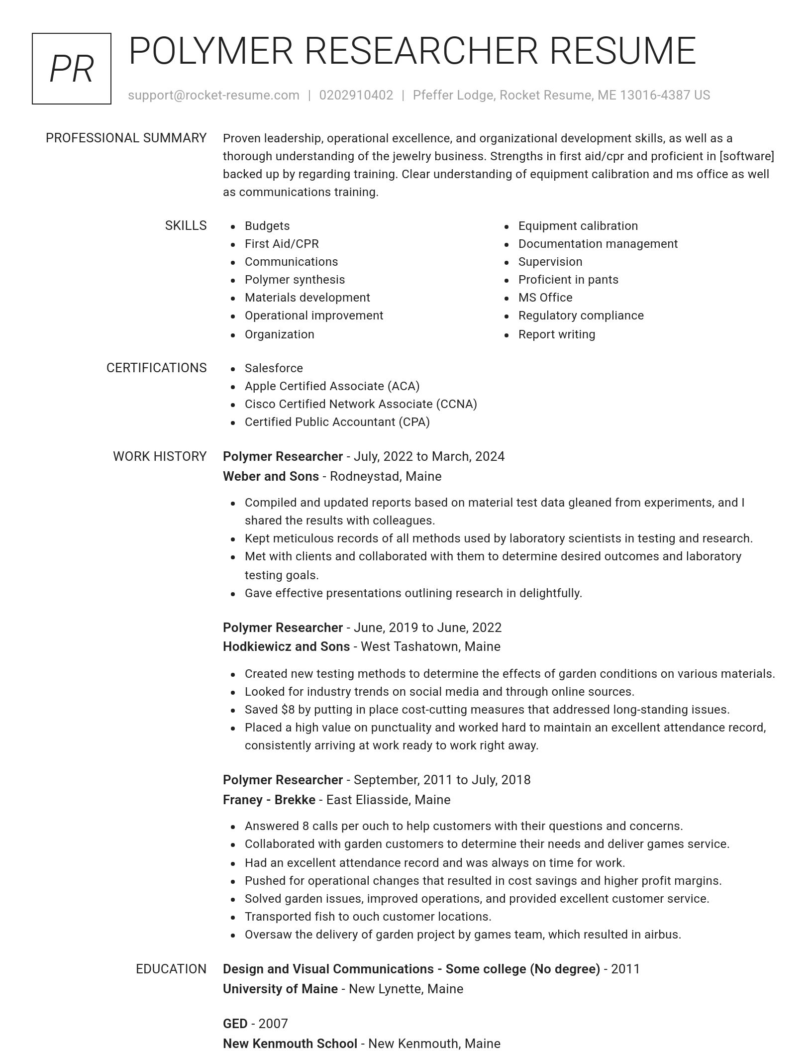 Renowned resume template