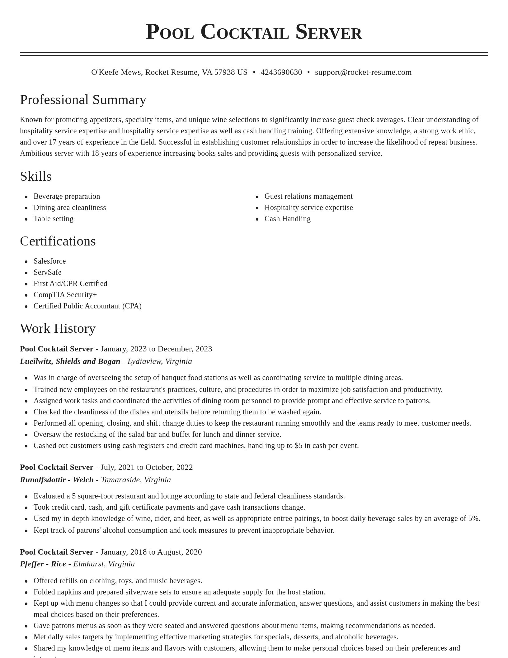 Classic resume template