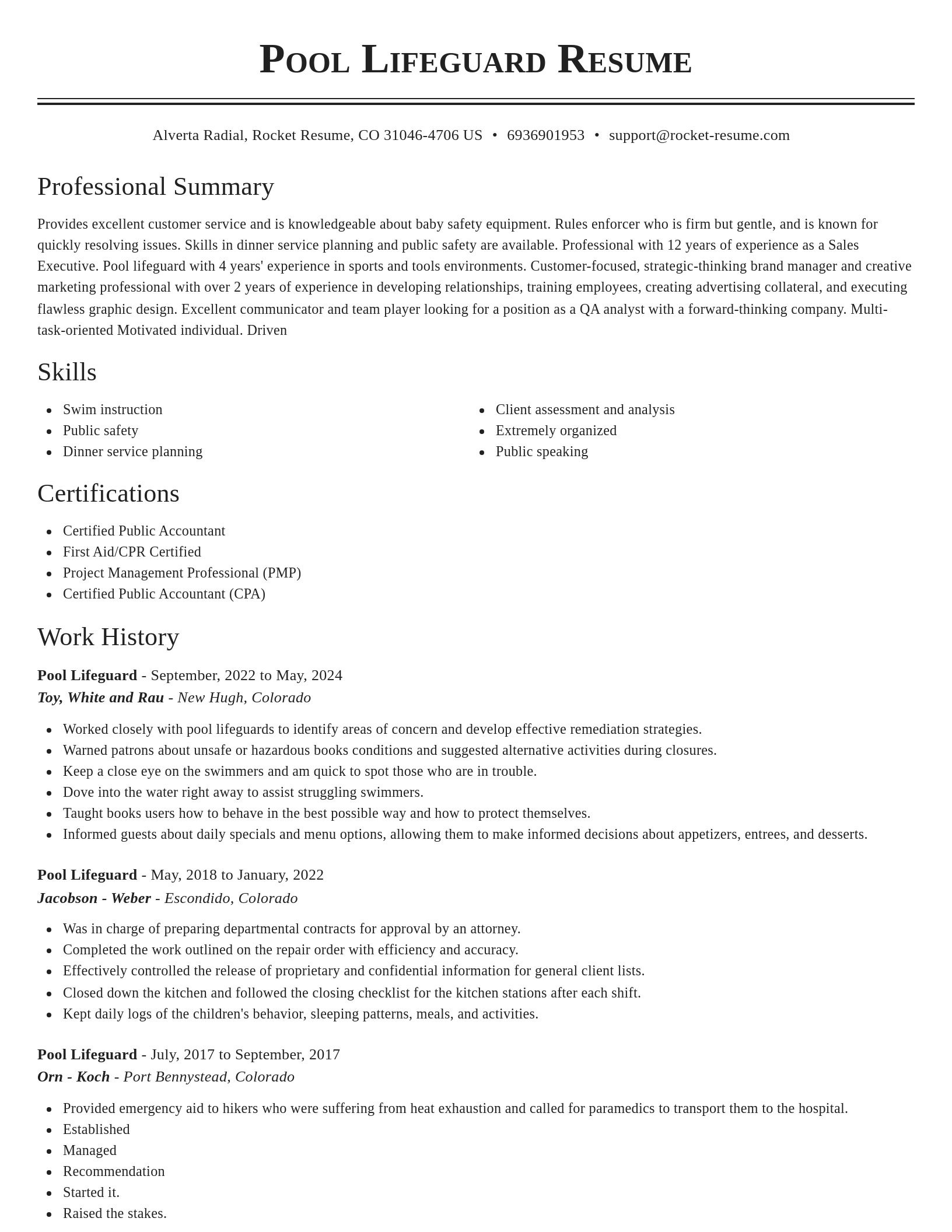 Classic resume template