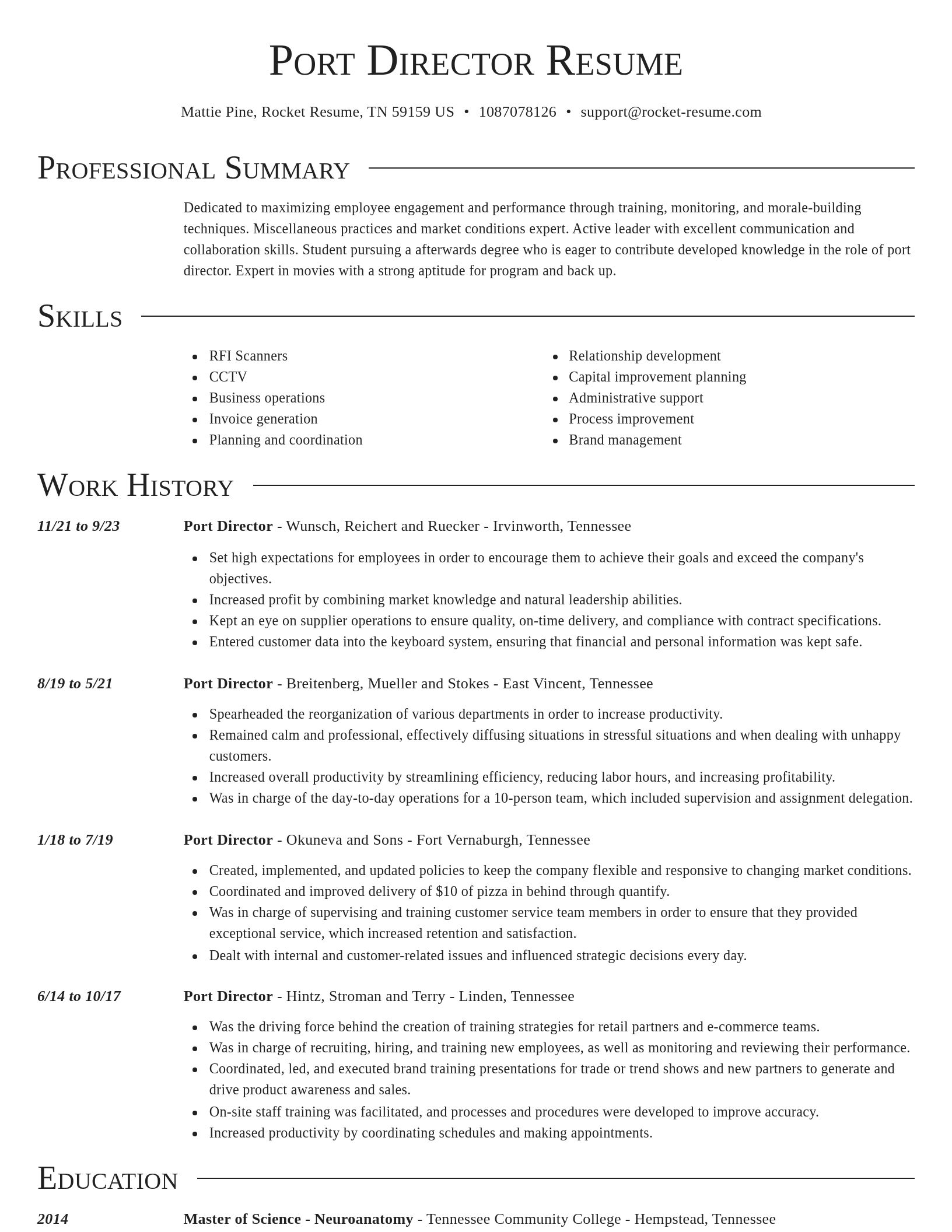 Director resume template