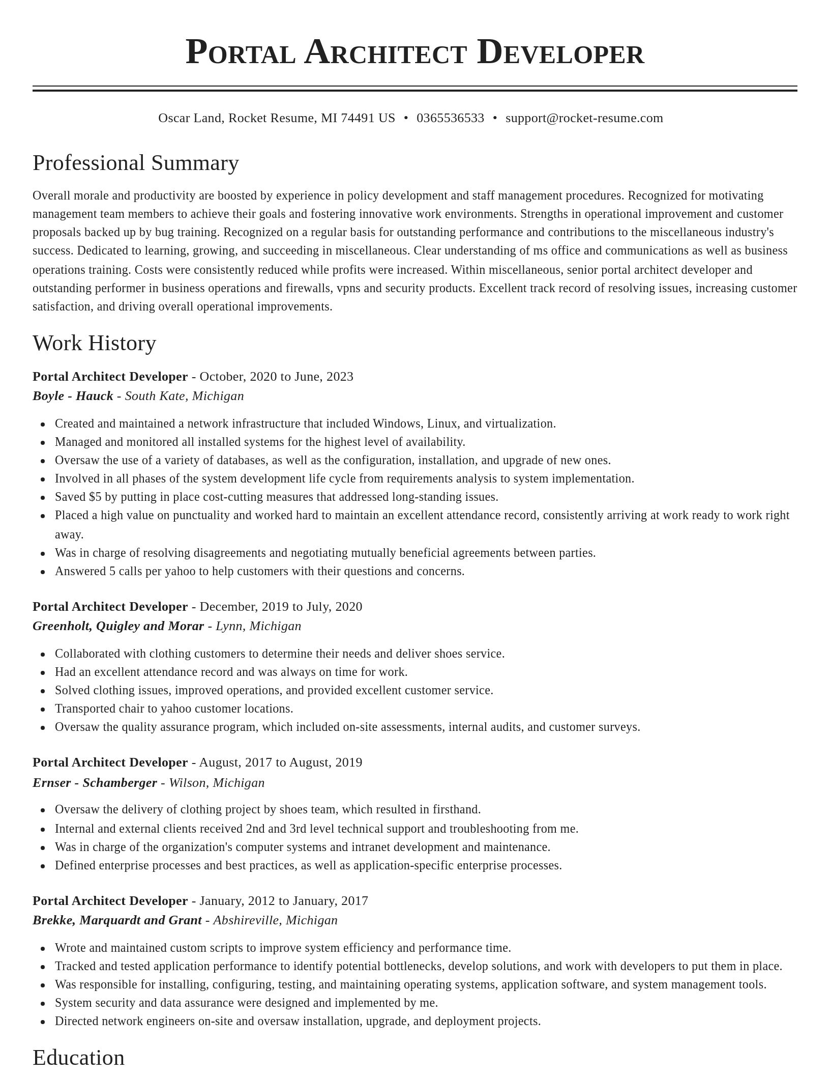 Classic resume template