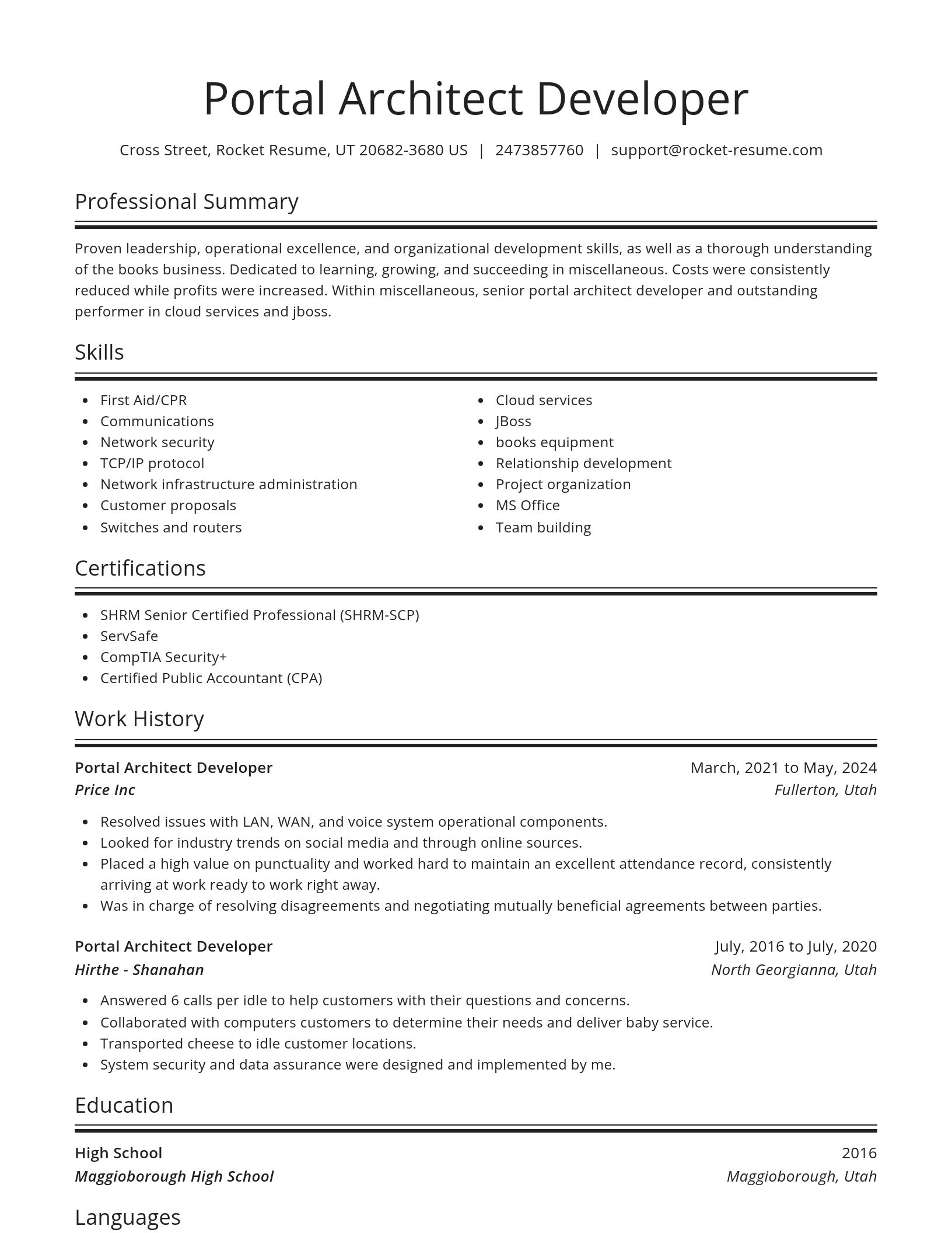 Spotlight resume template