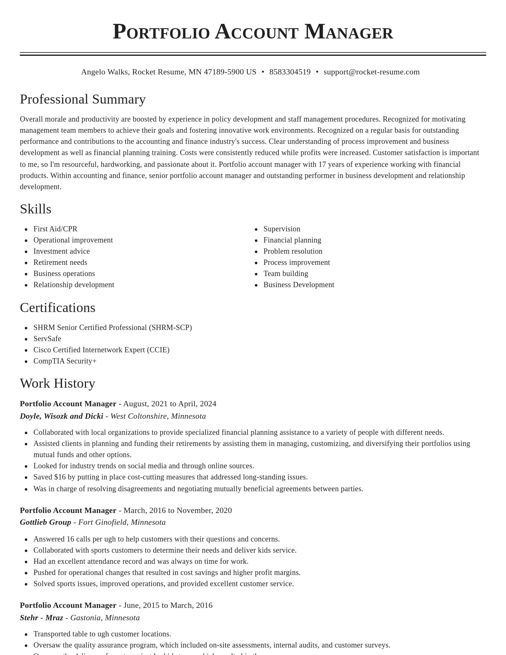 Classic resume template