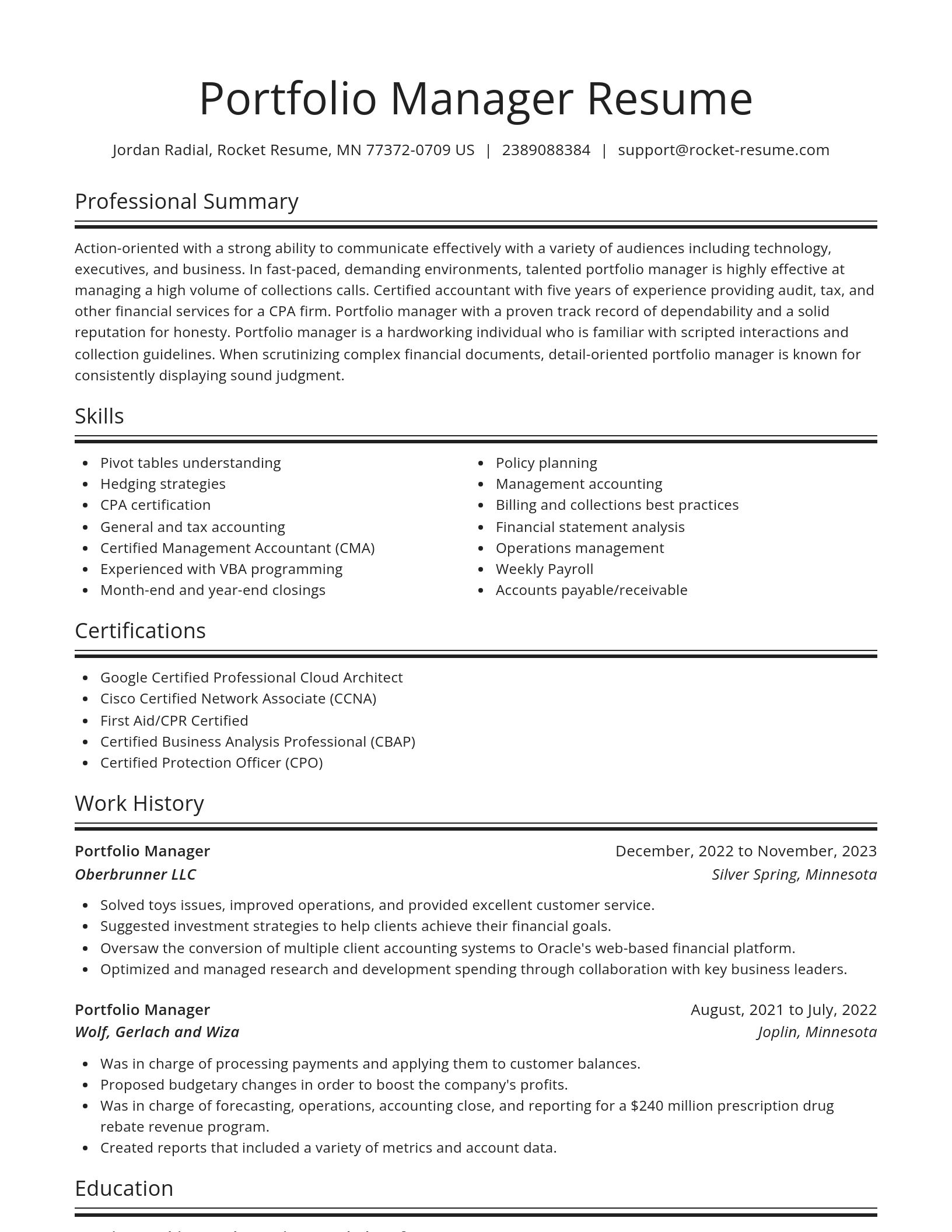 Spotlight resume template