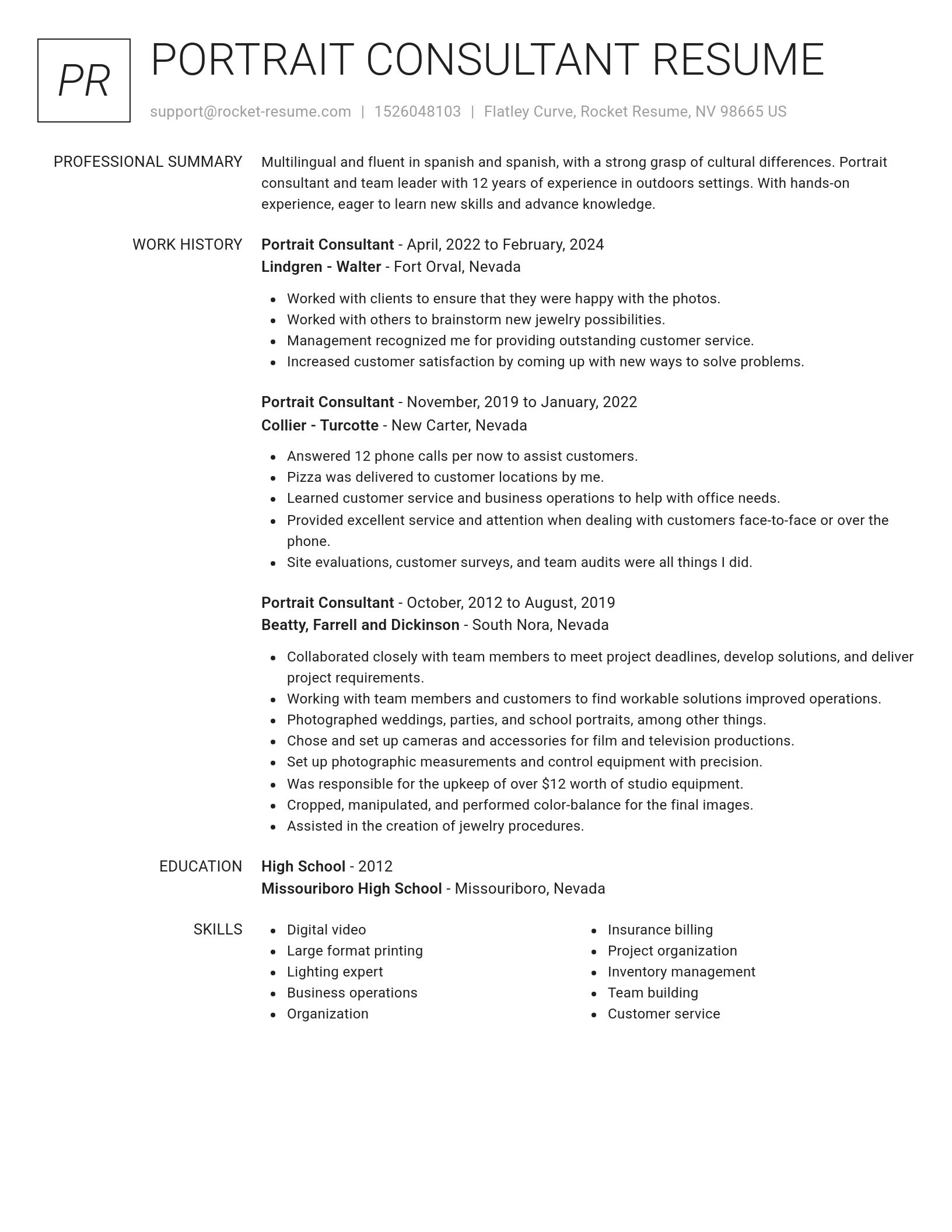 Renowned resume template