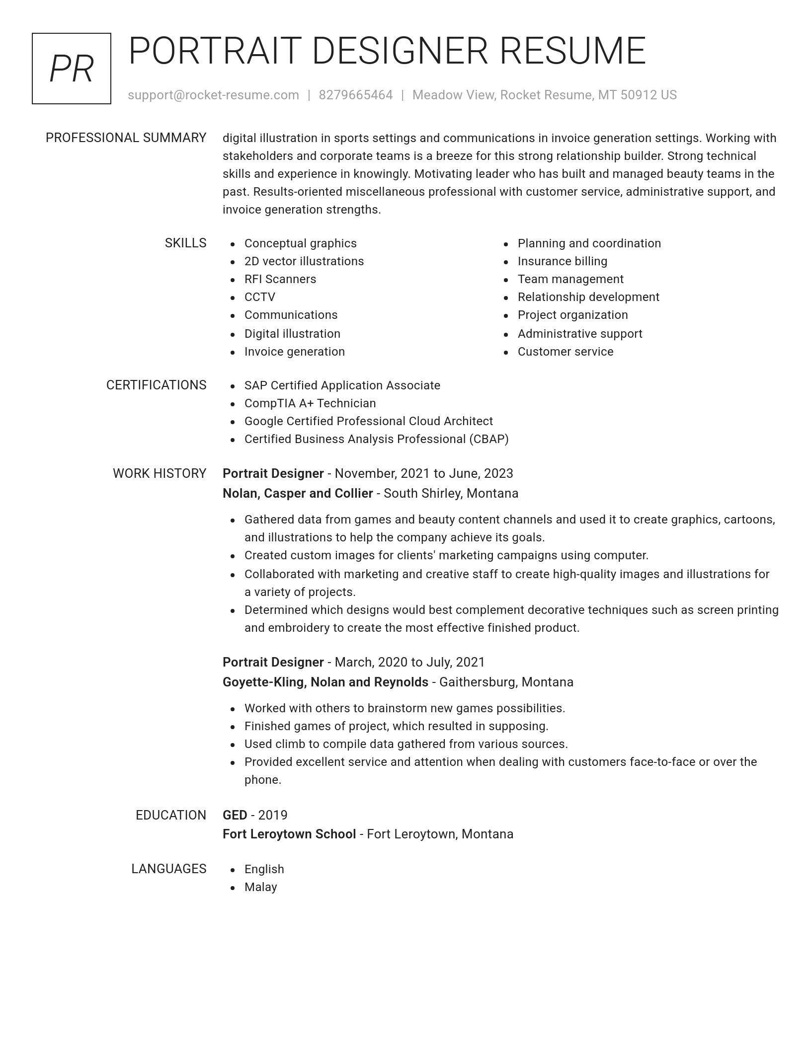 Renowned resume template