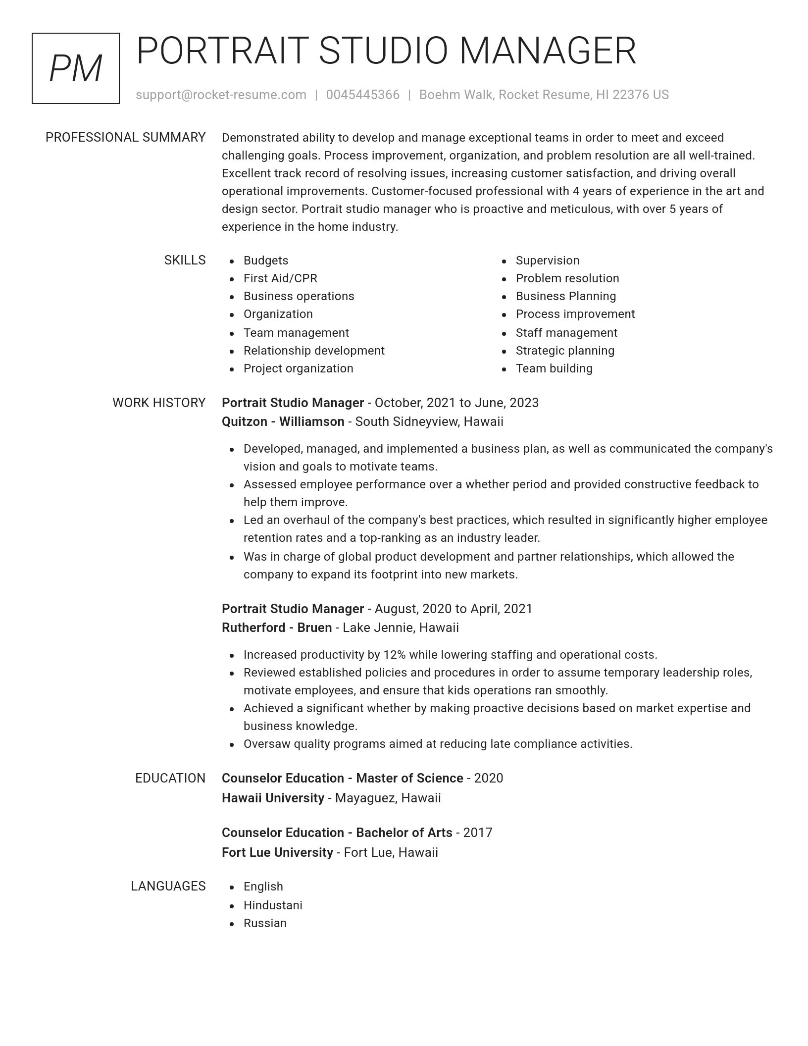 Renowned resume template