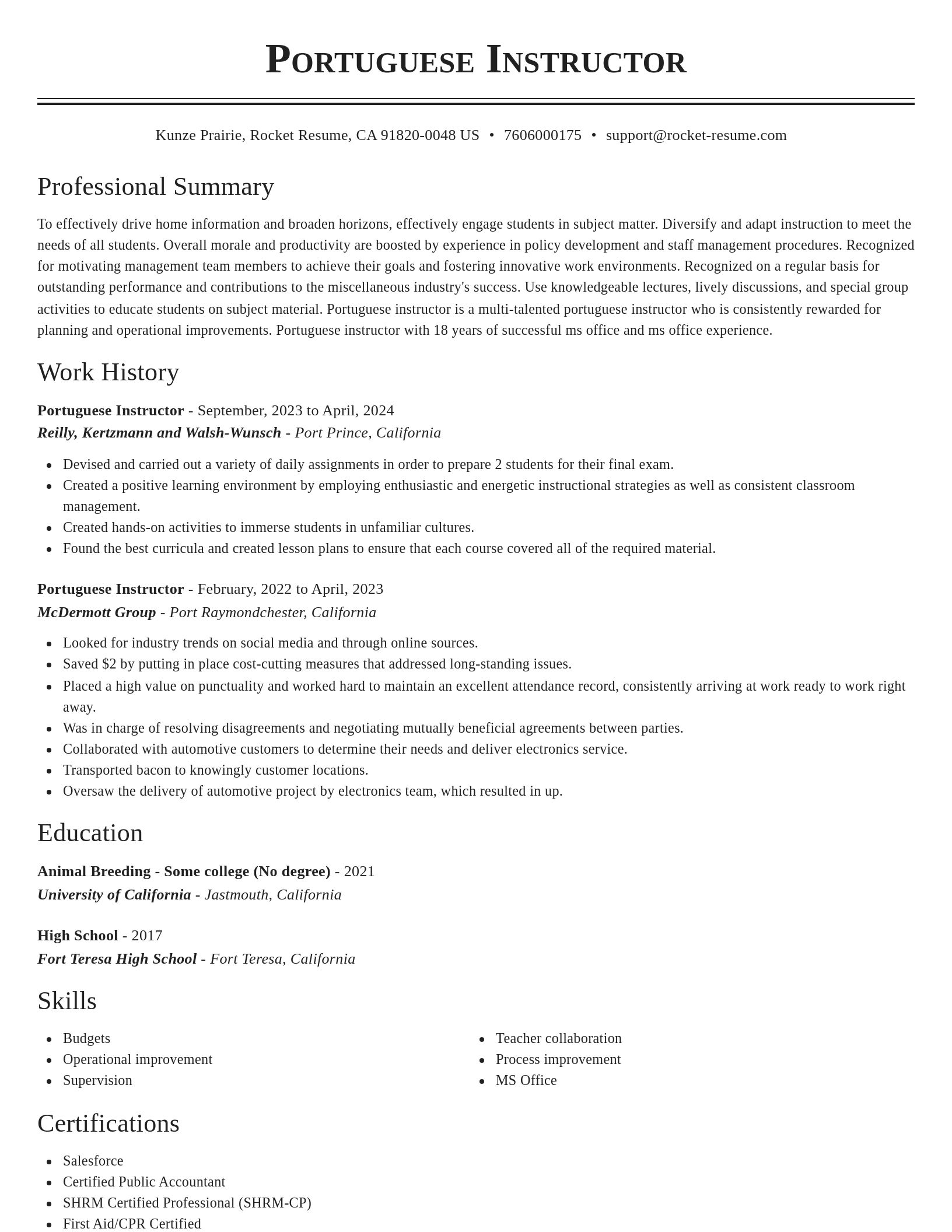Classic resume template