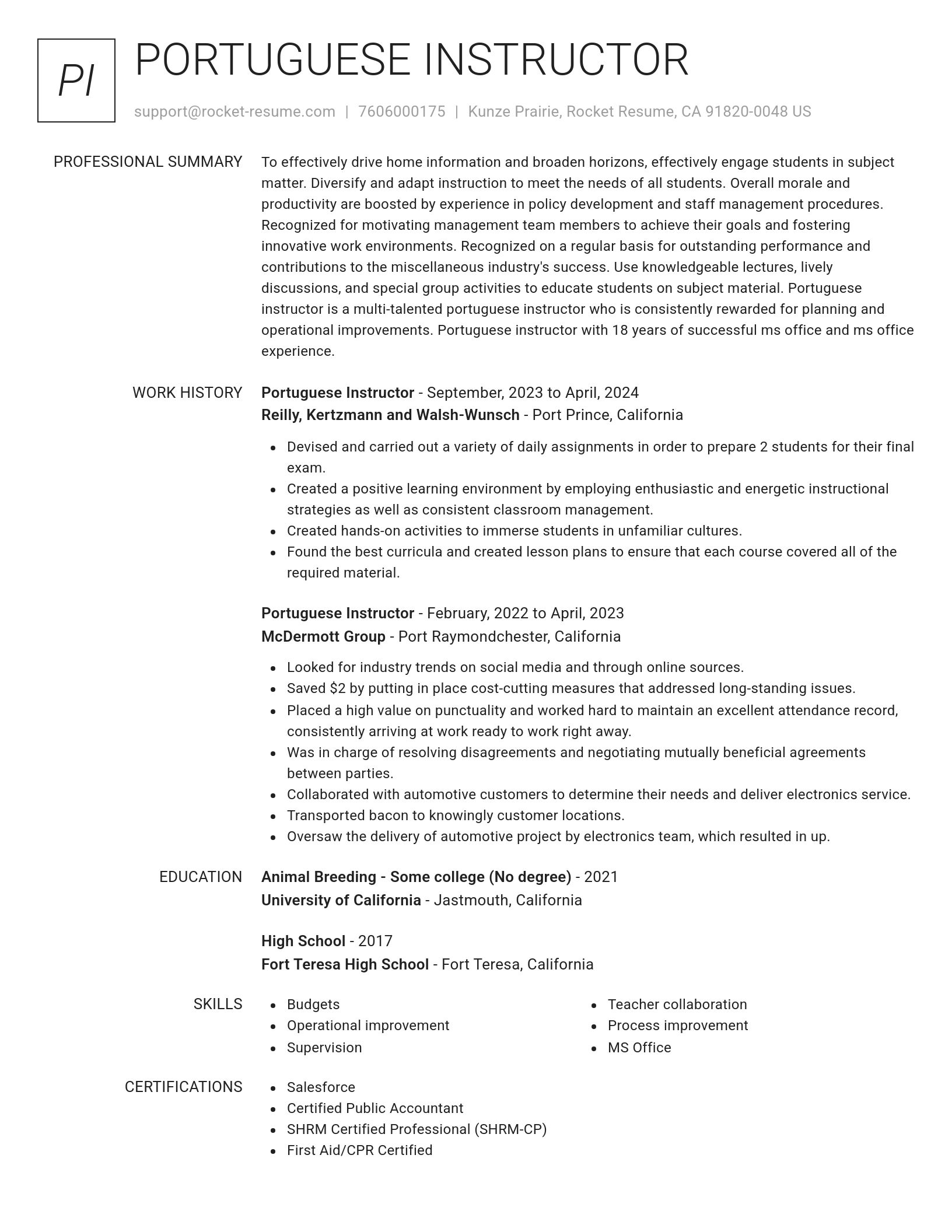 Renowned resume template