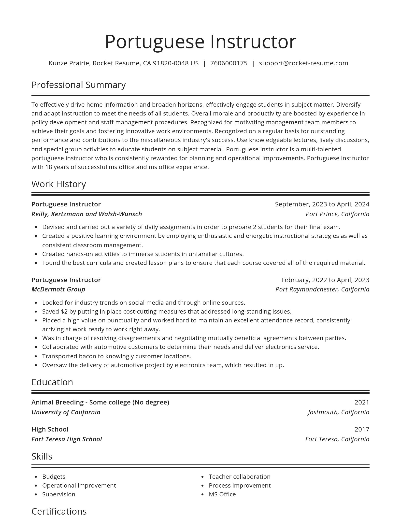 Spotlight resume template