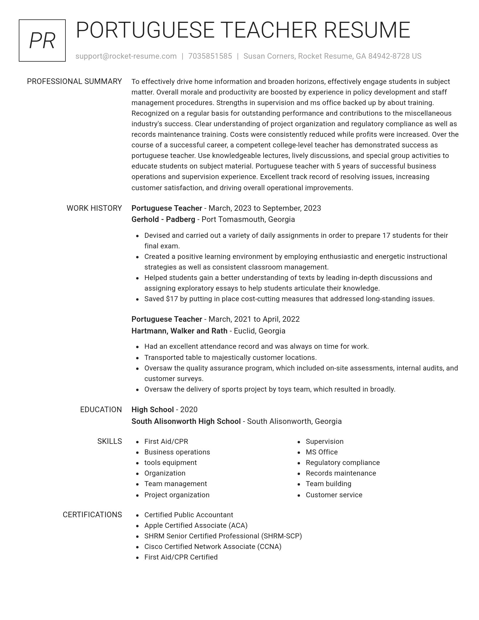 Renowned resume template