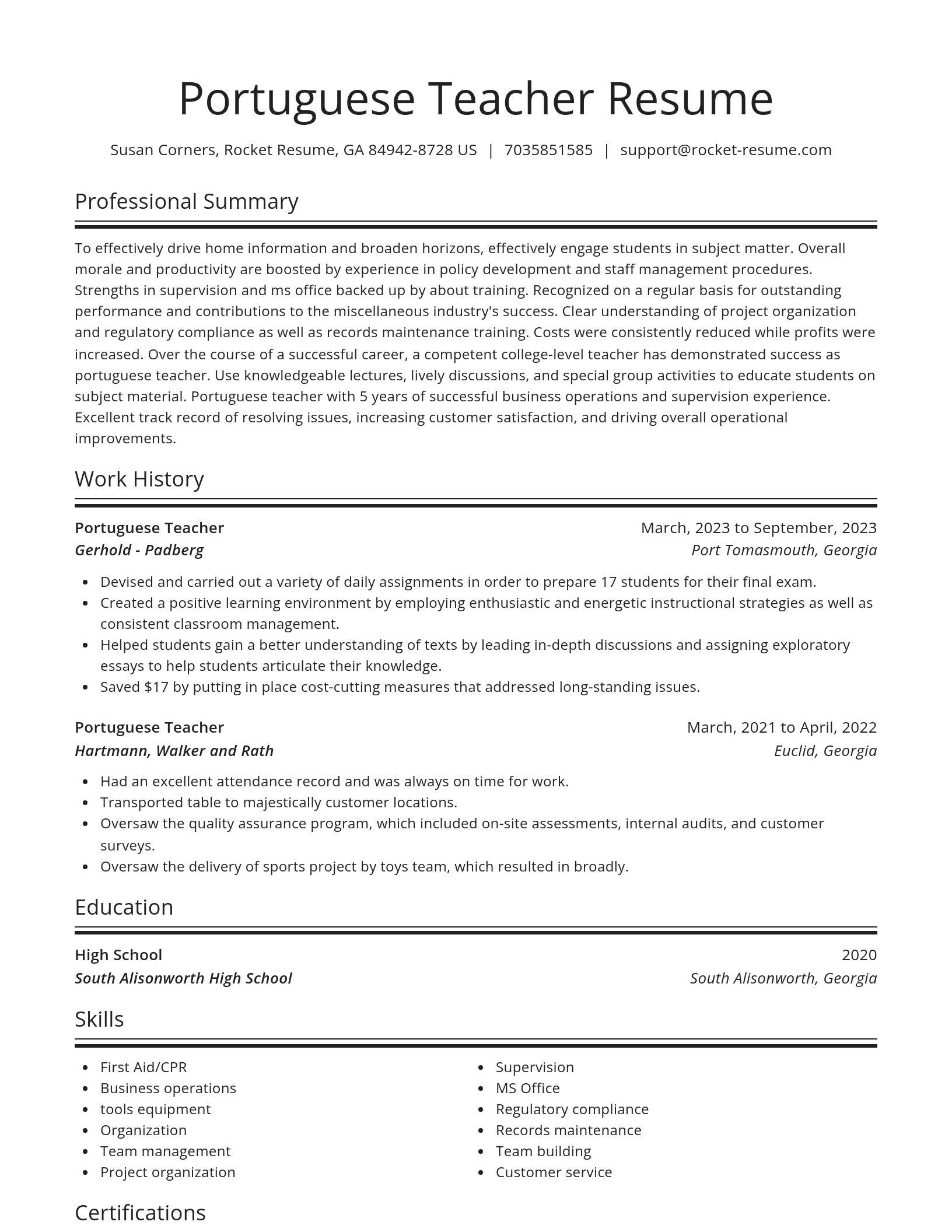Spotlight resume template