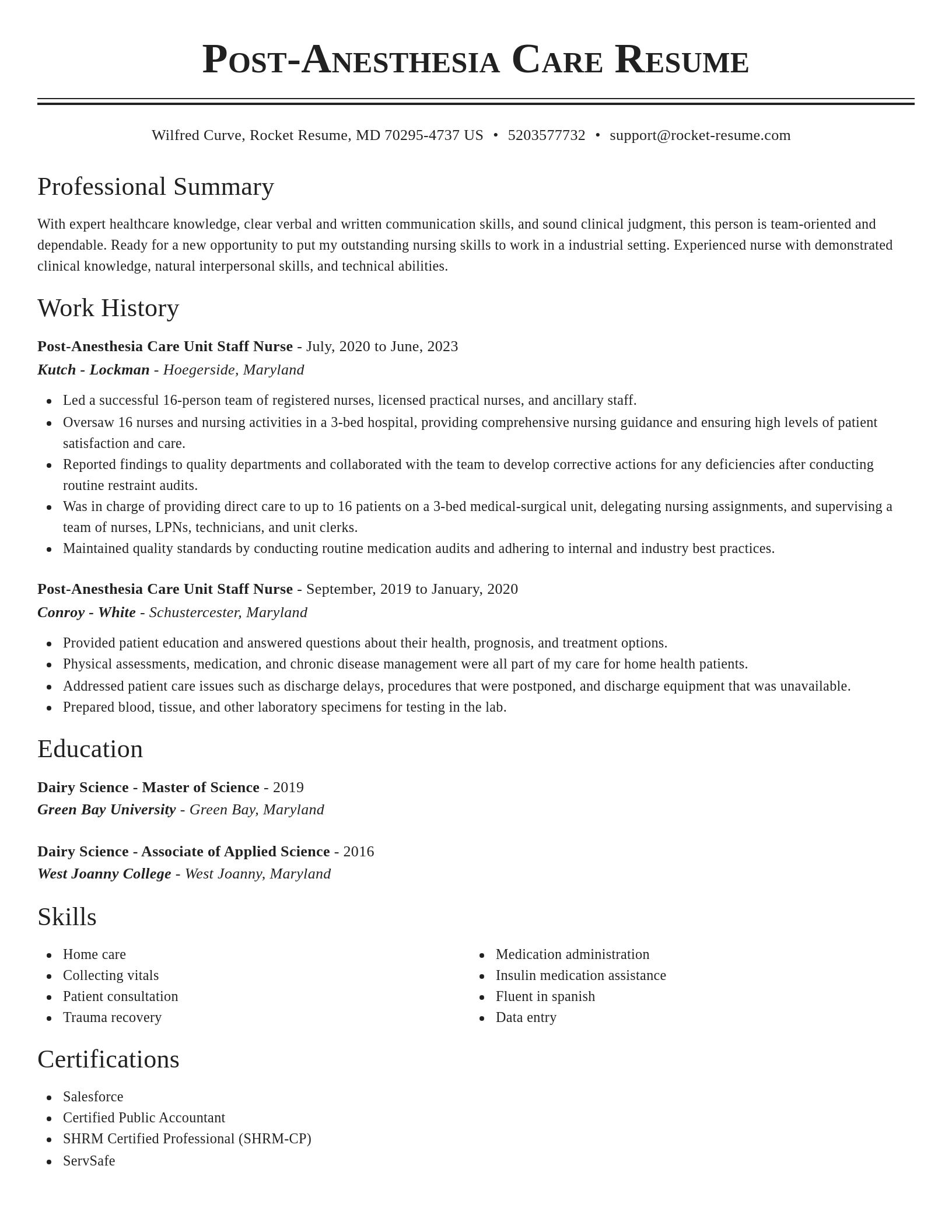 Classic resume template