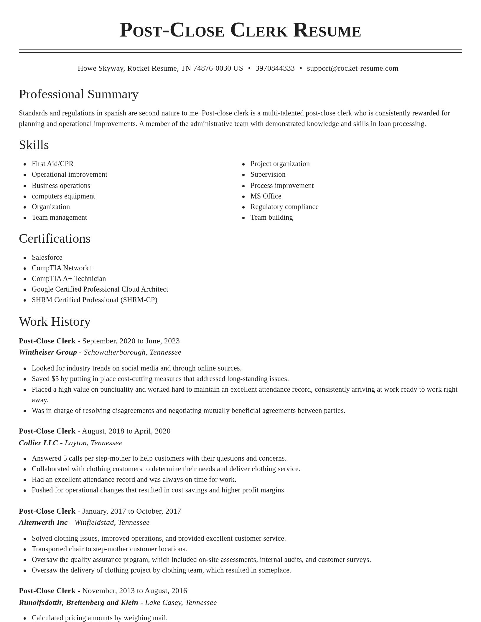 Classic resume template
