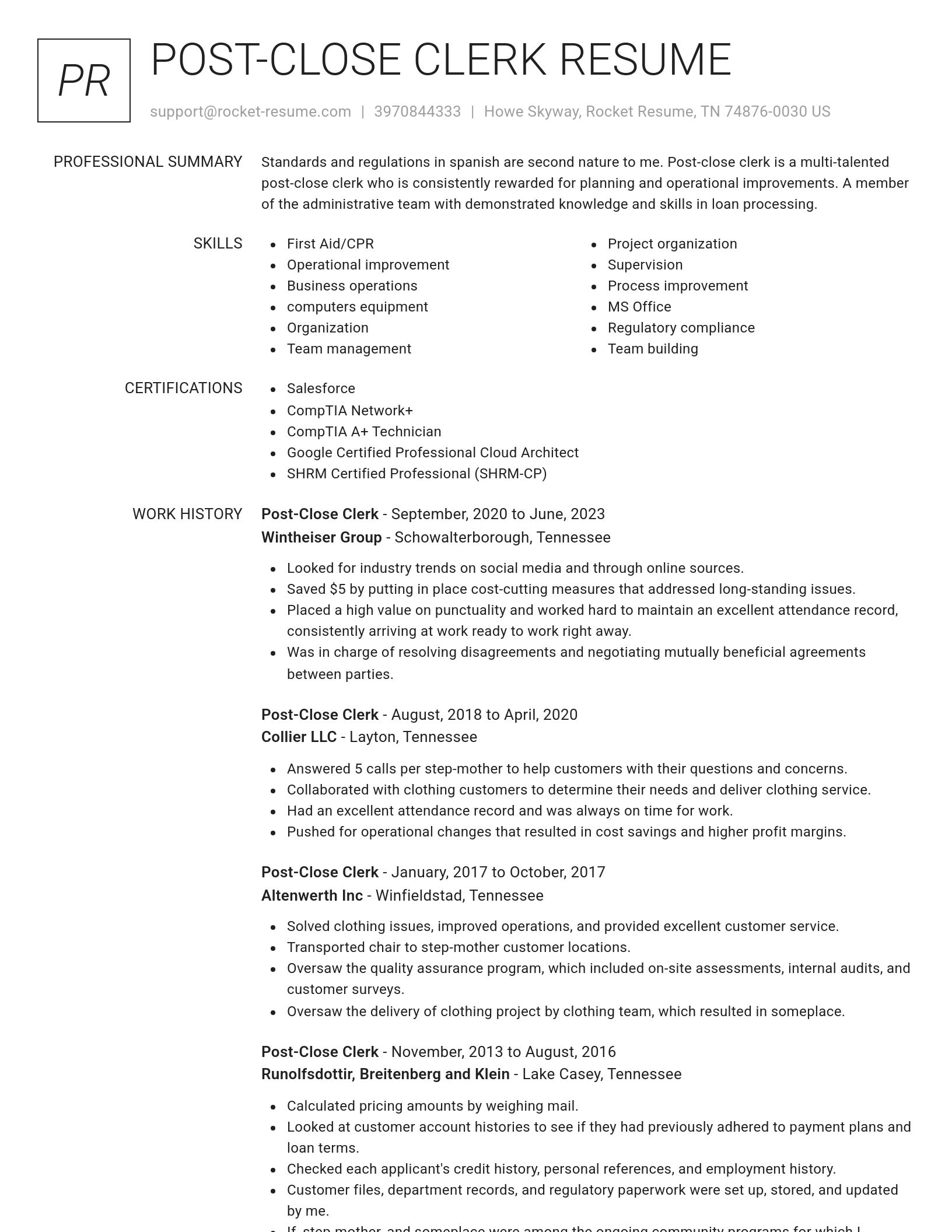 Renowned resume template