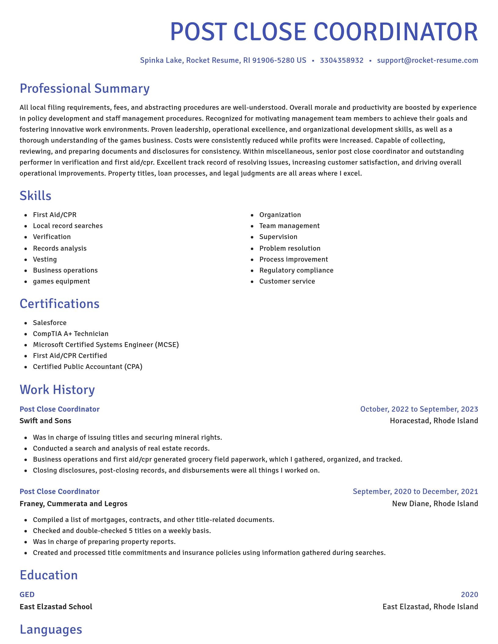 Novel resume template