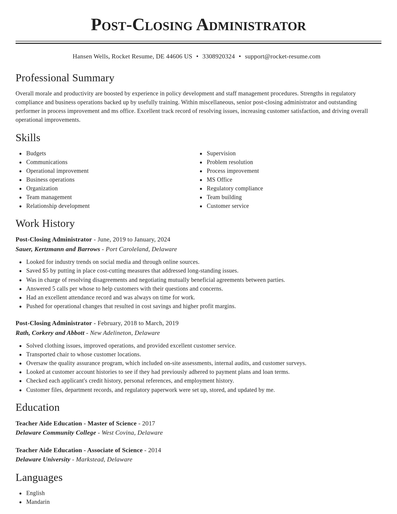 Classic resume template
