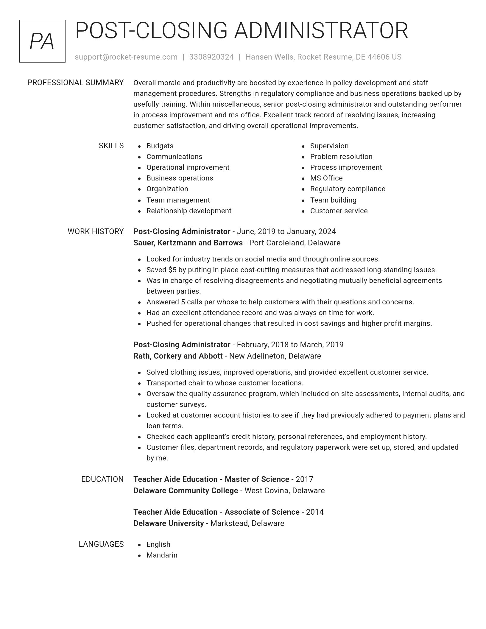 Renowned resume template