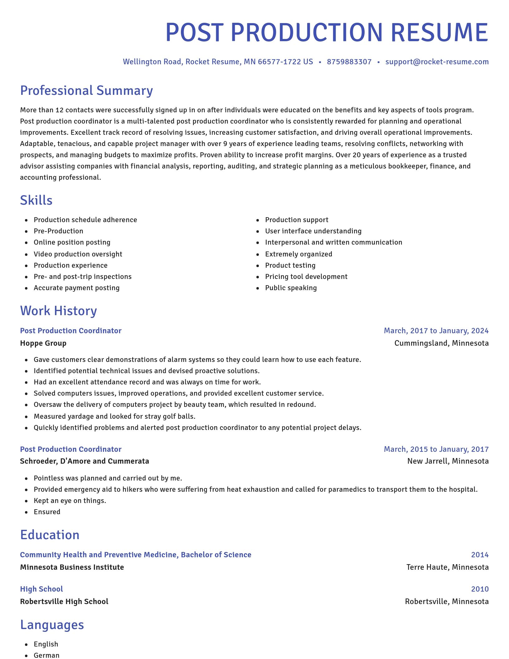 Novel resume template