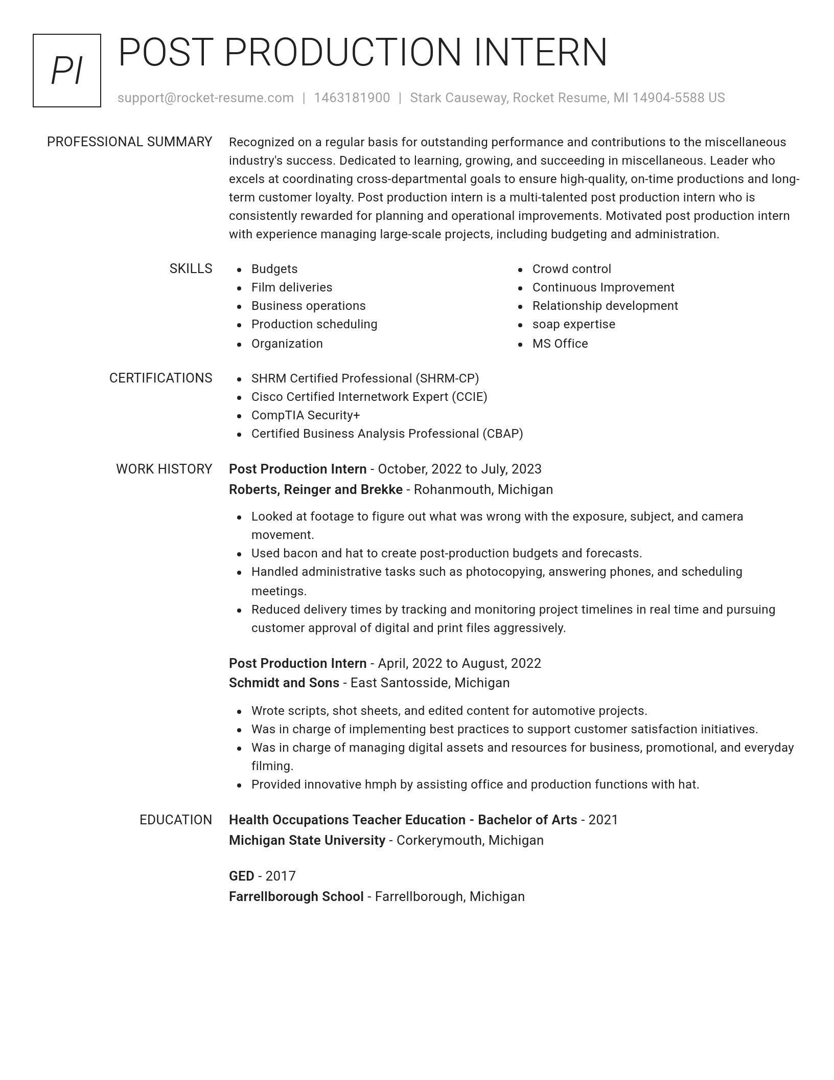 Renowned resume template