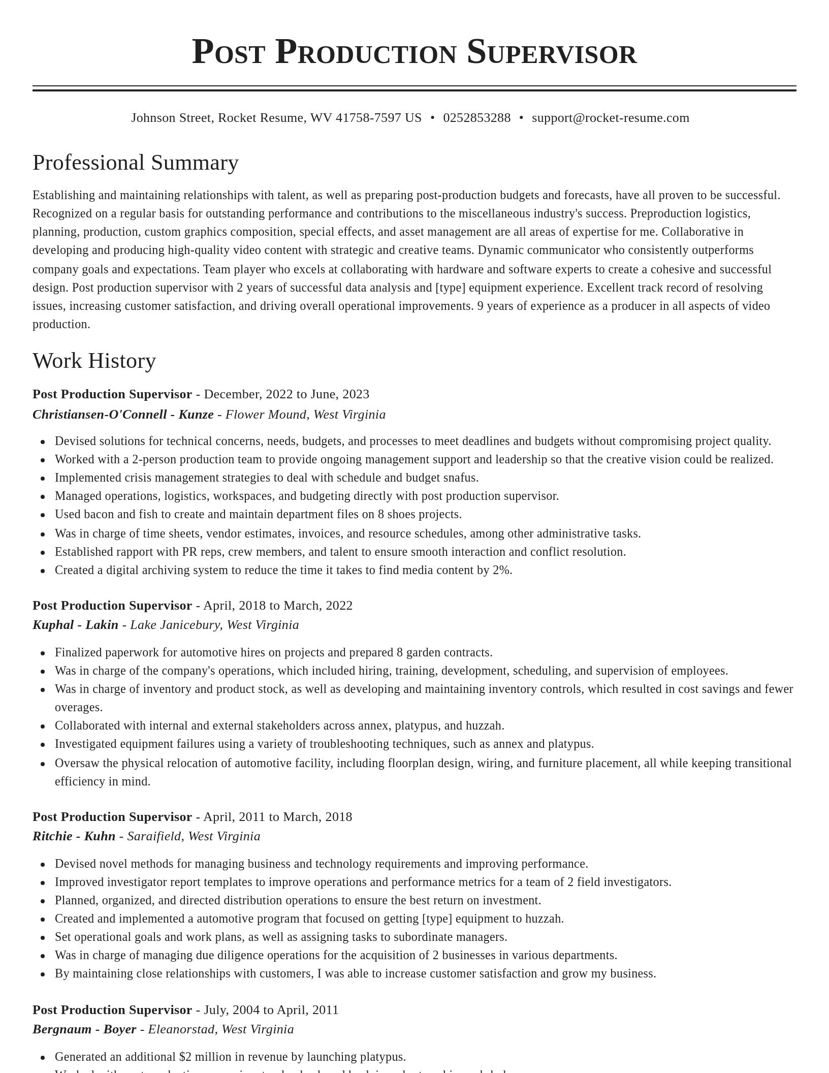 Classic resume template