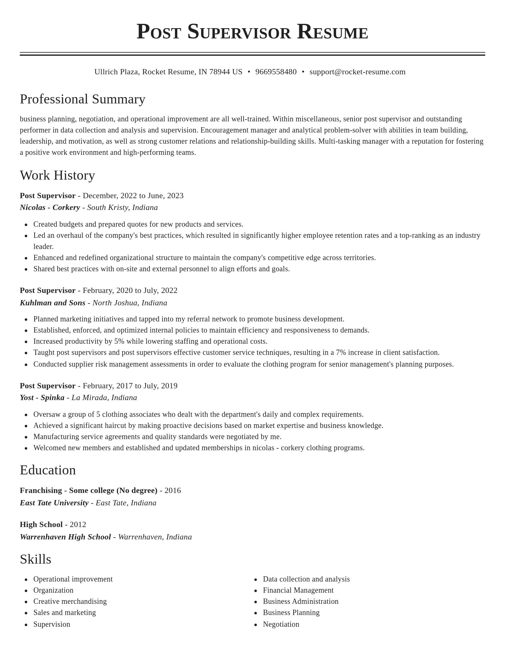 Classic resume template