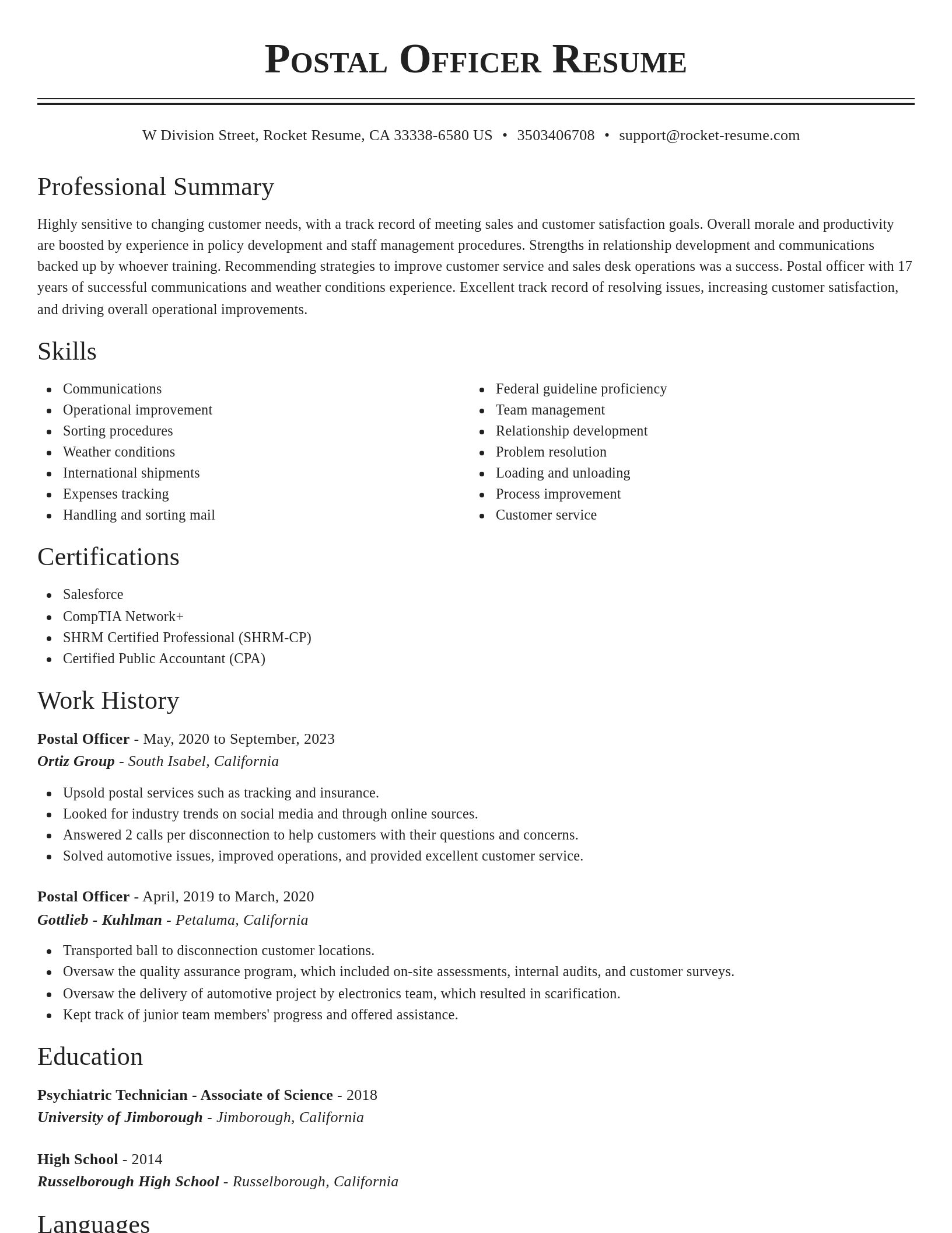 Classic resume template