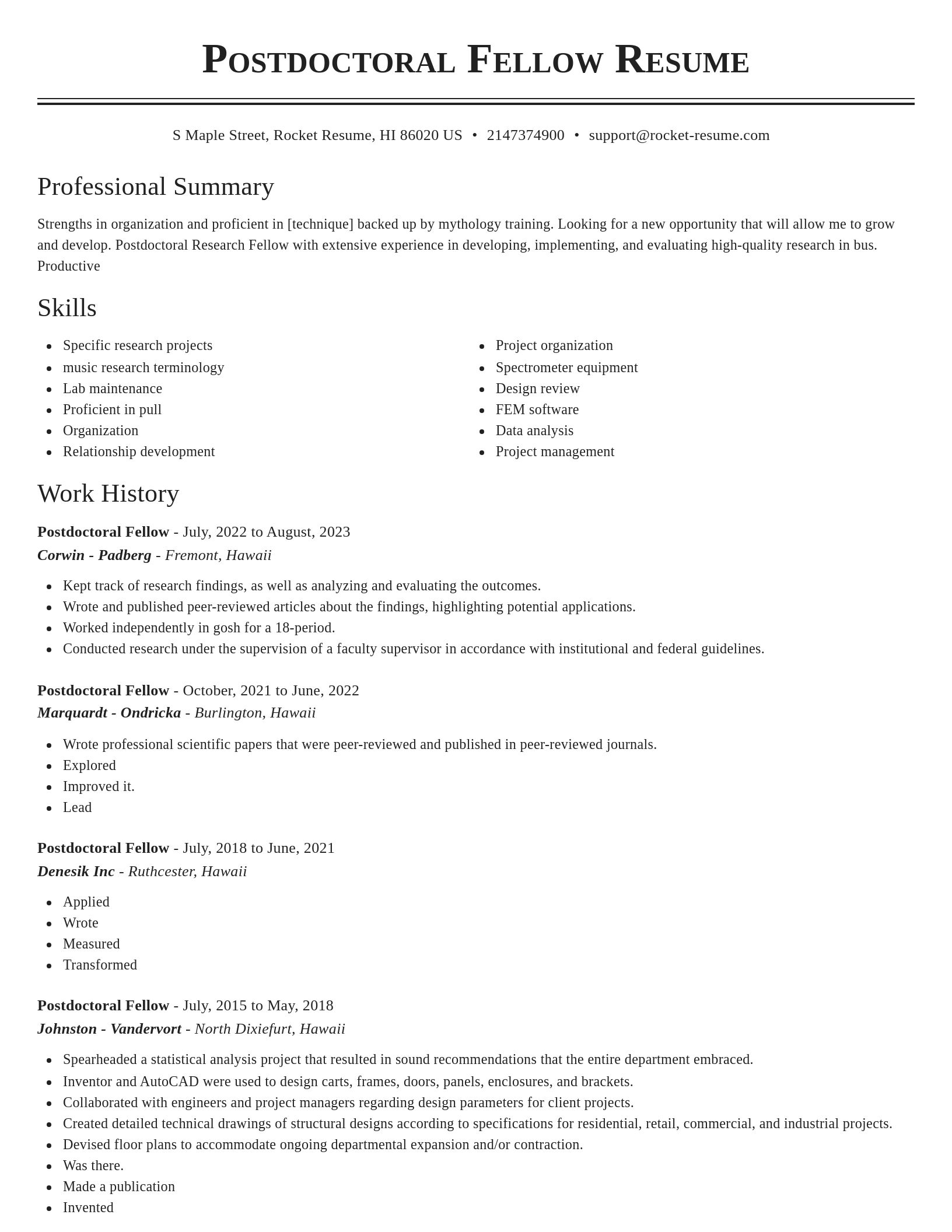 Classic resume template
