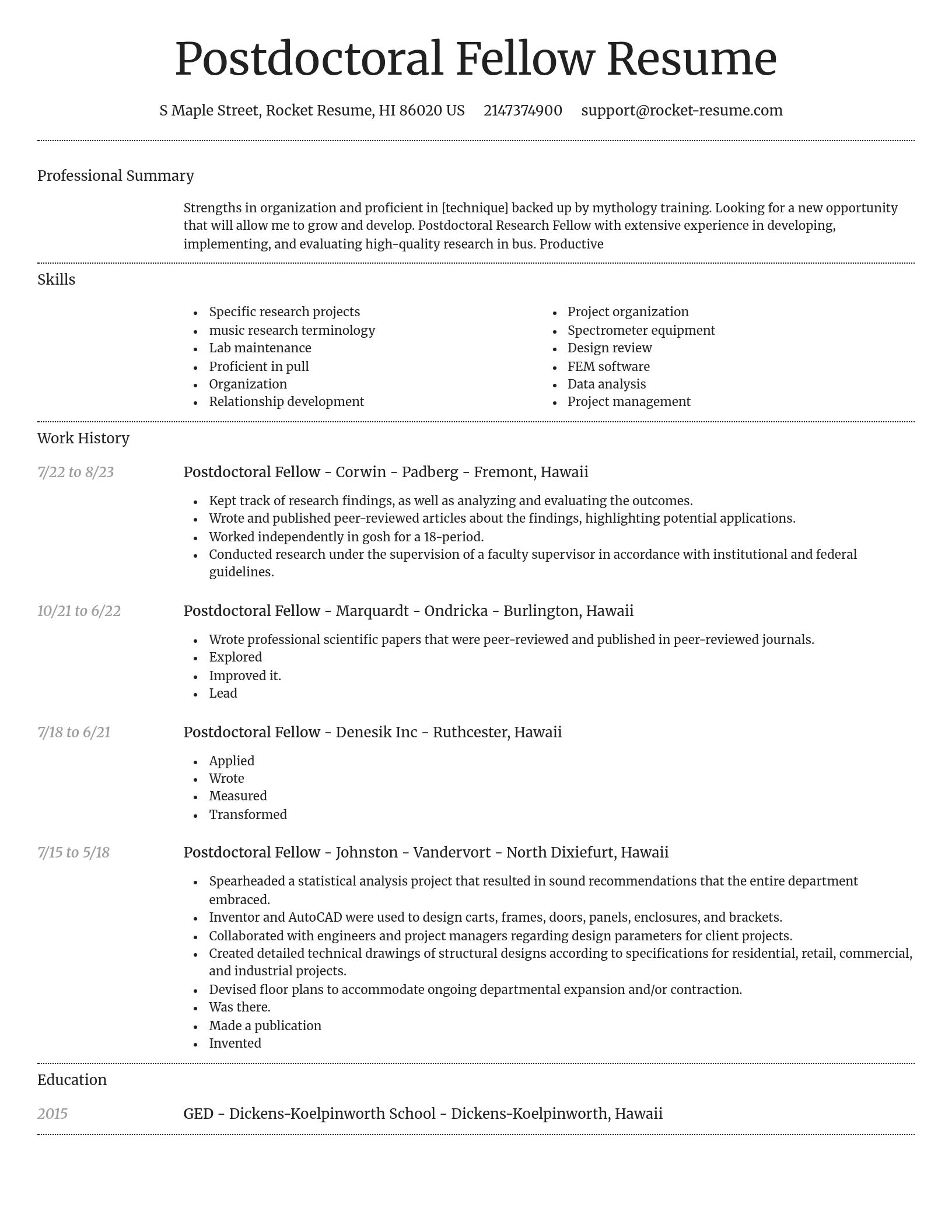 Dignified resume template