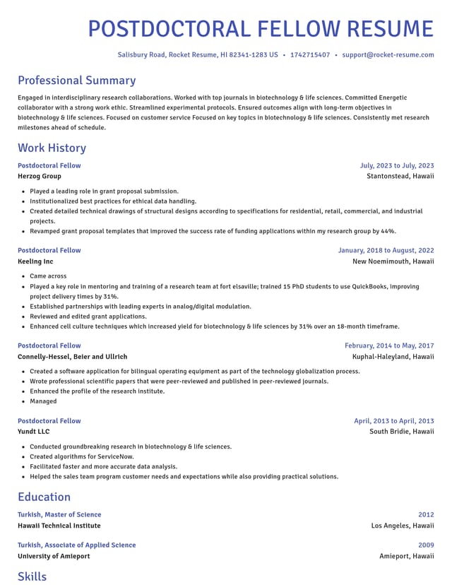 Novel resume template