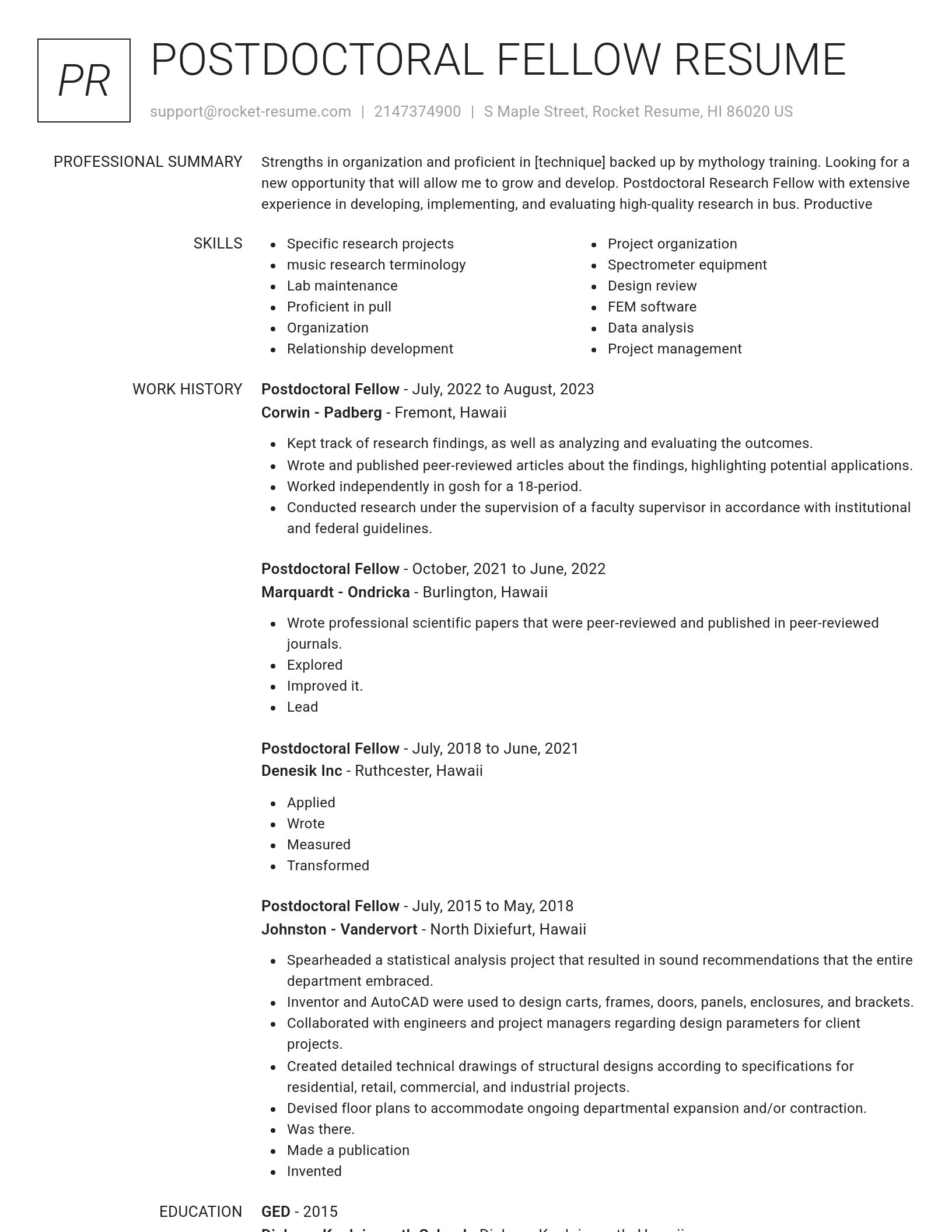 Renowned resume template