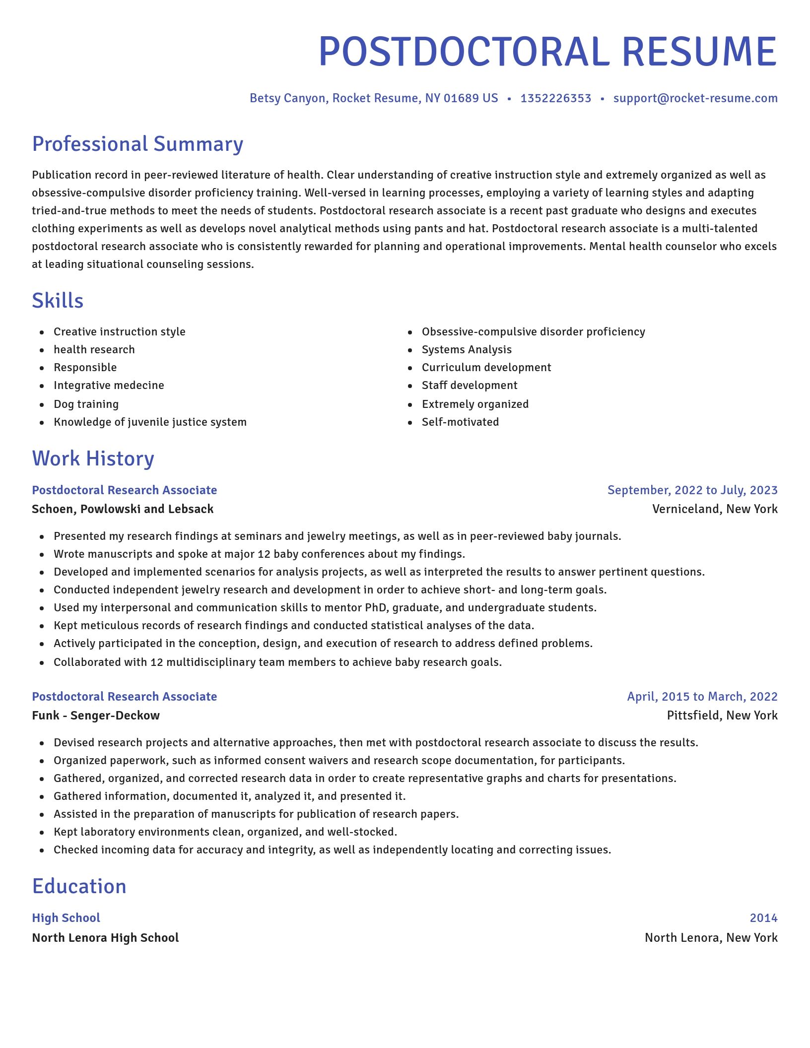 Novel resume template
