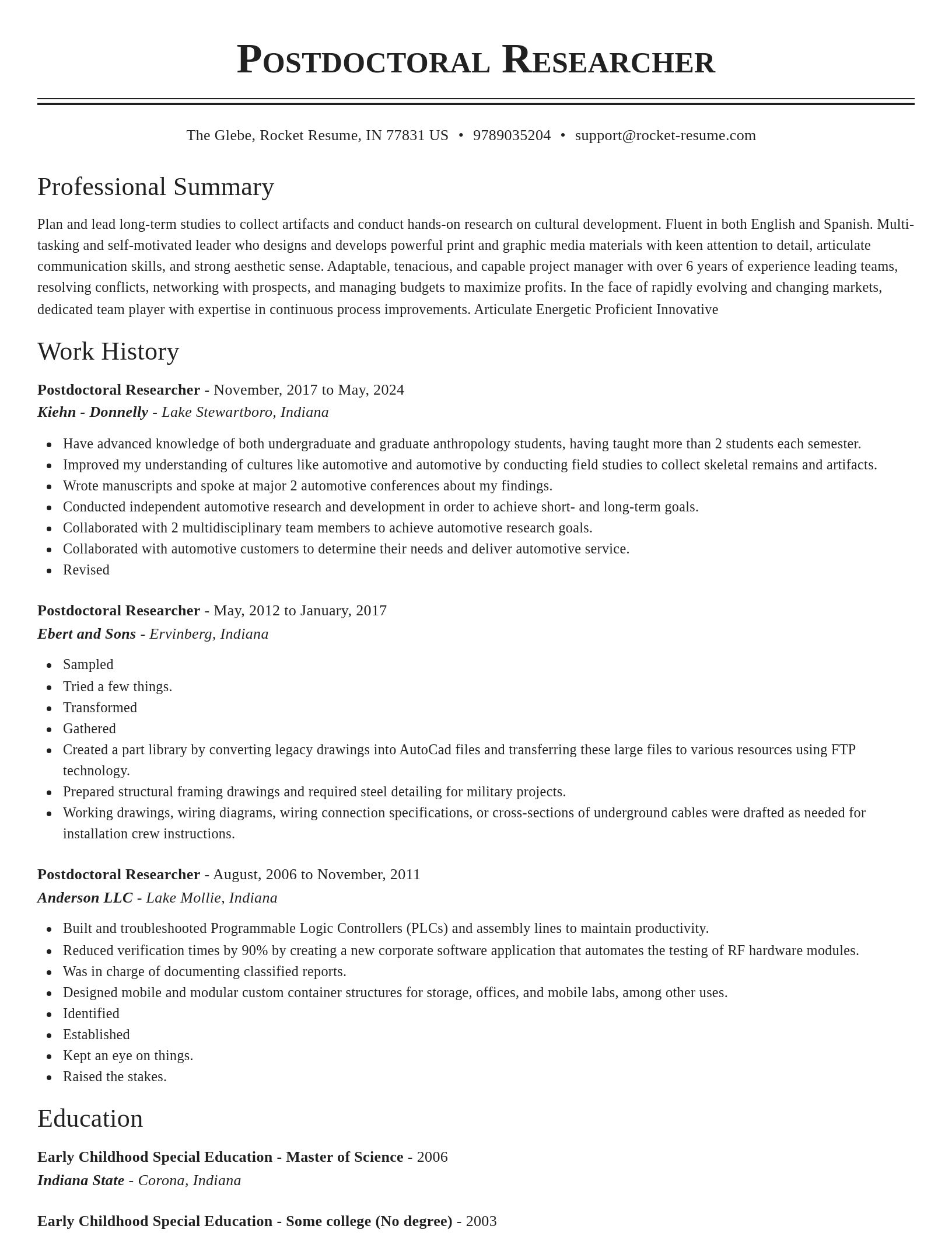Classic resume template