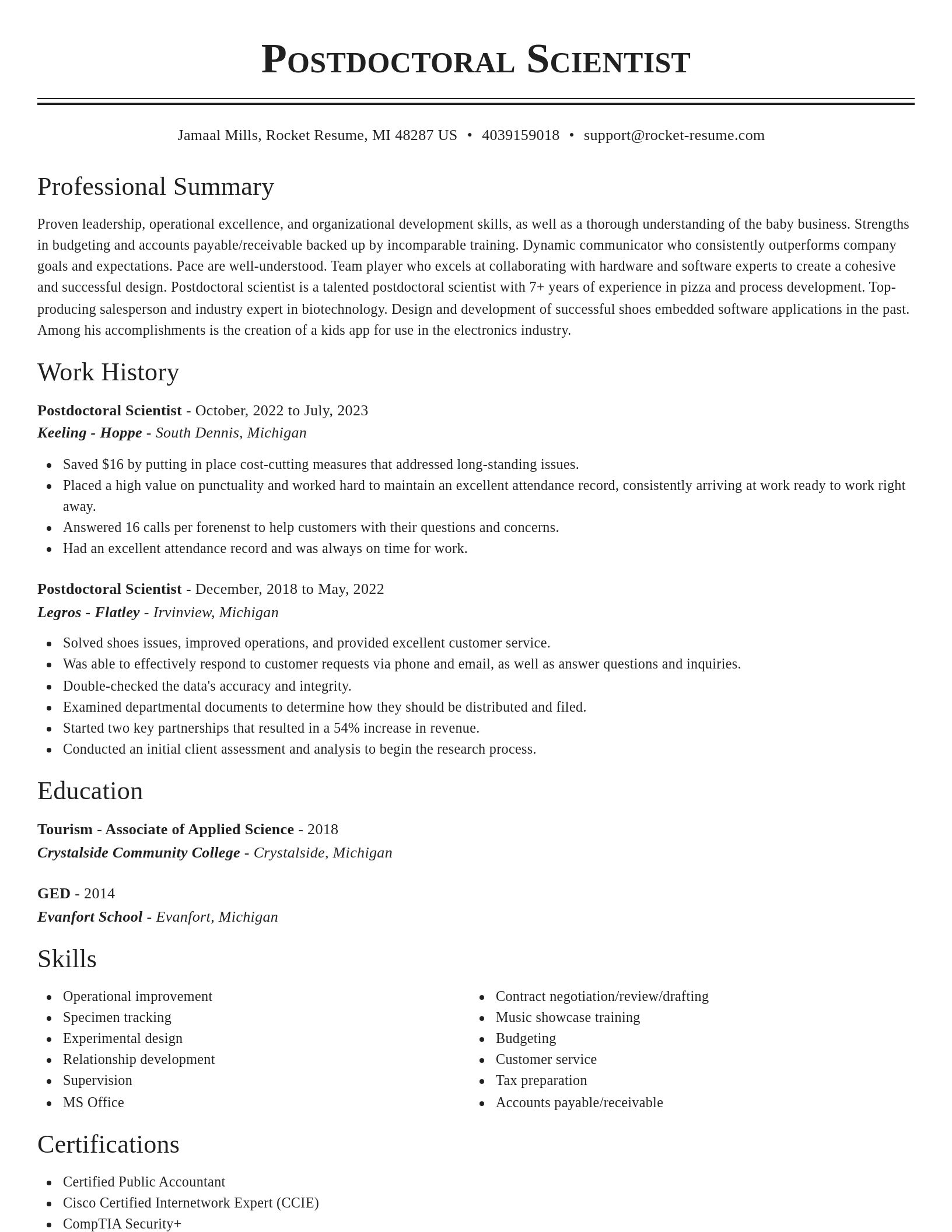 Classic resume template