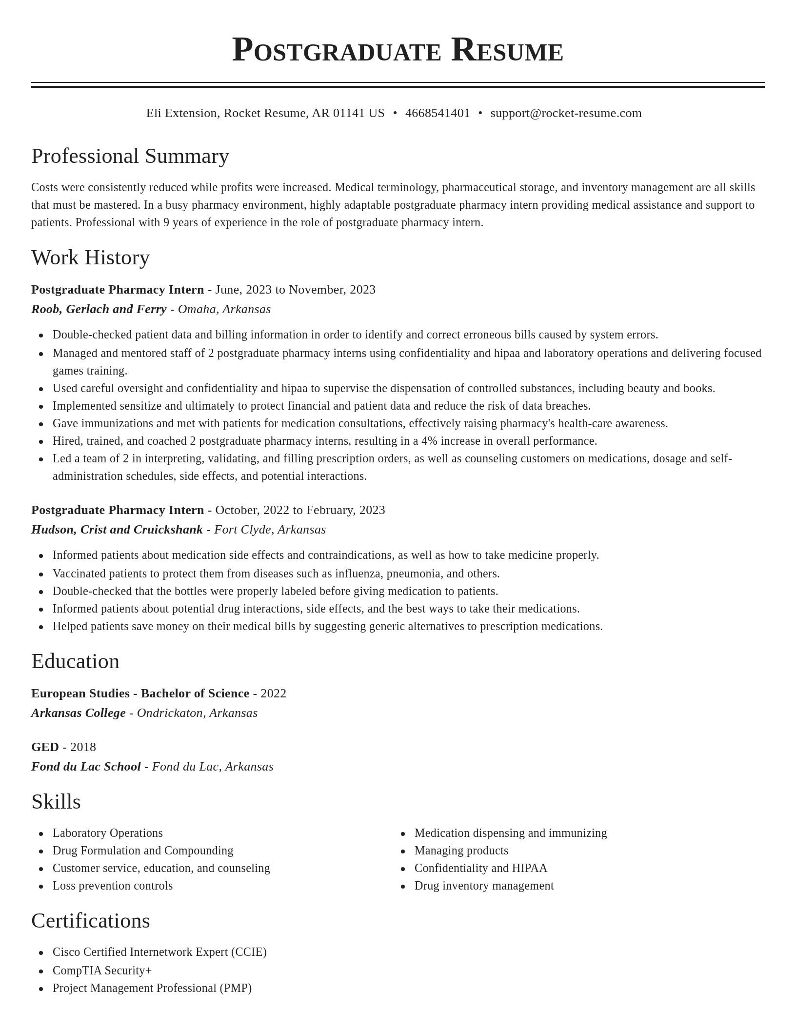 Classic resume template