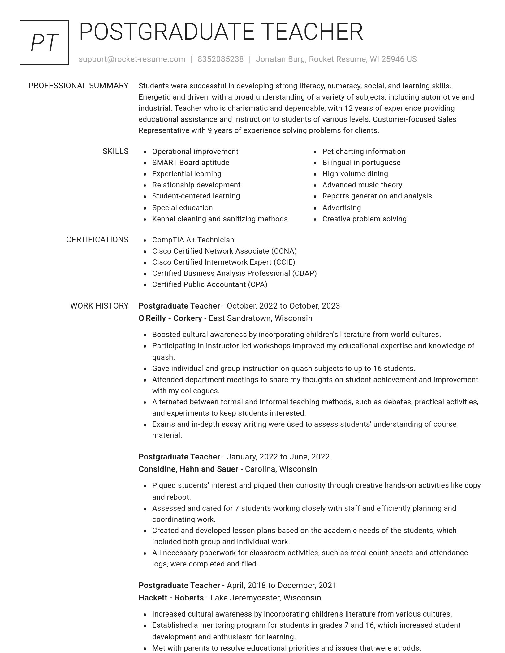 Renowned resume template