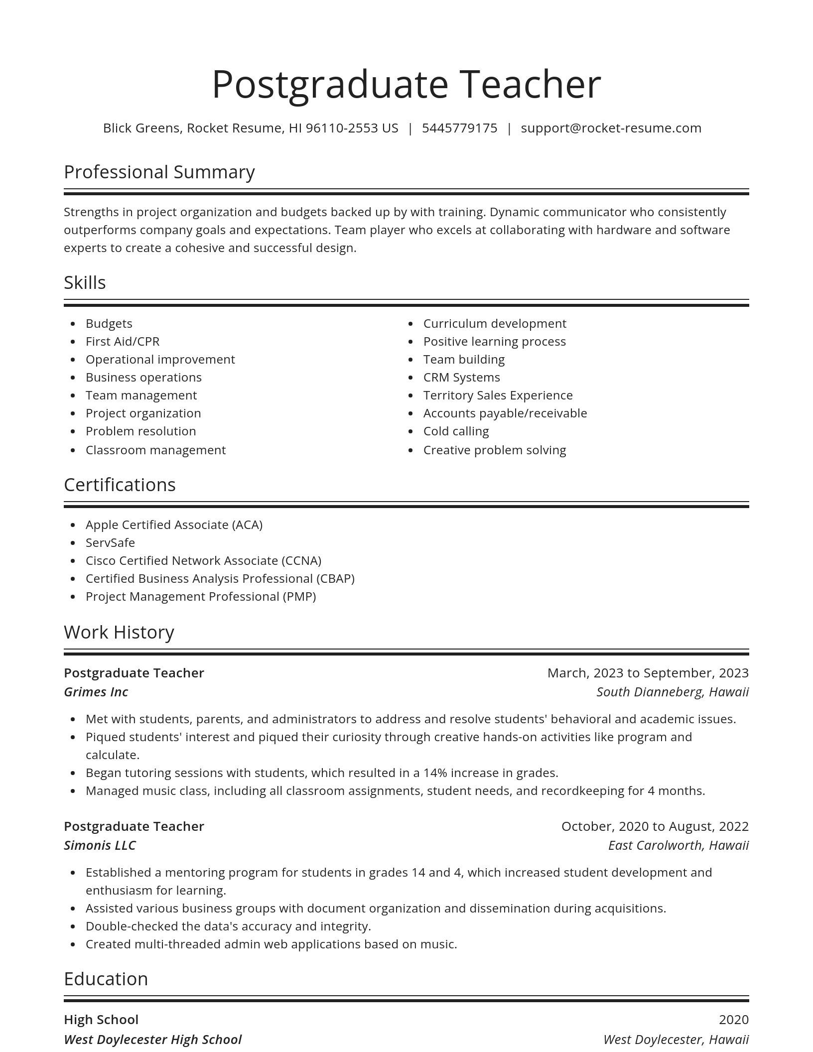 Spotlight resume template