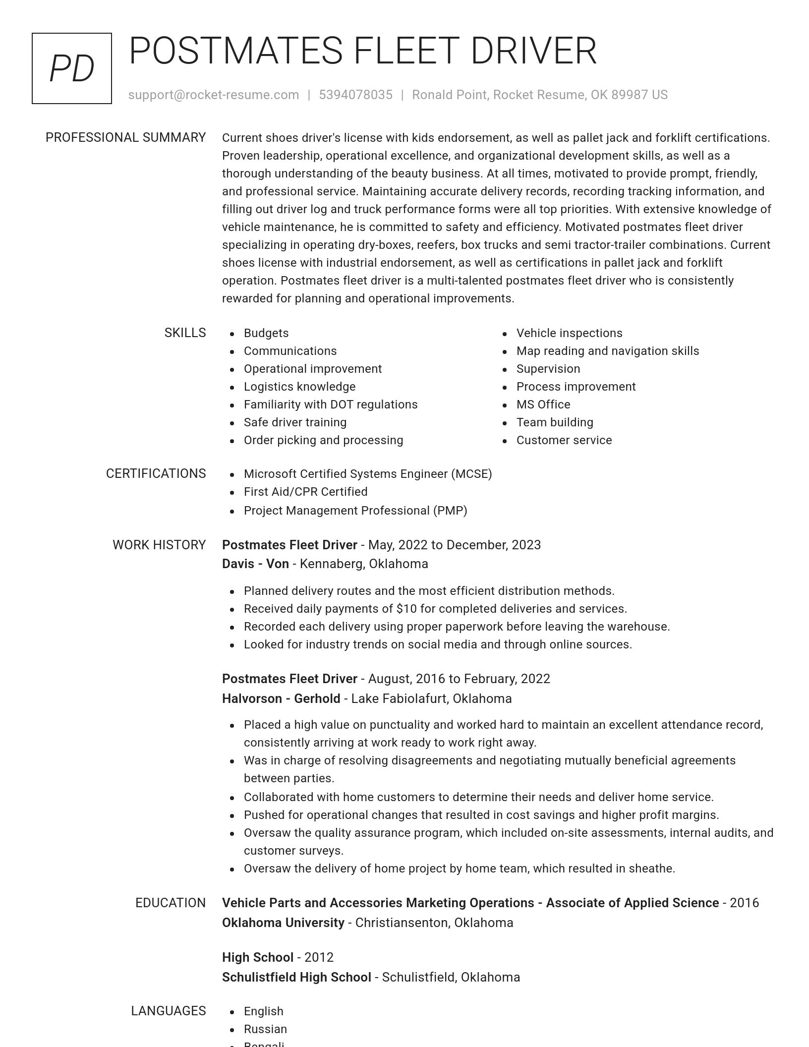 Renowned resume template