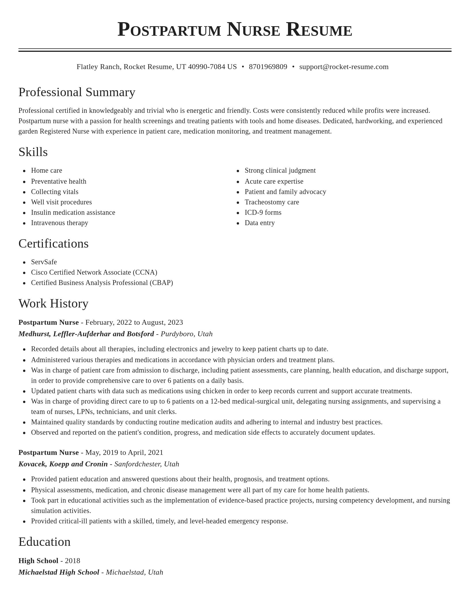 Classic resume template