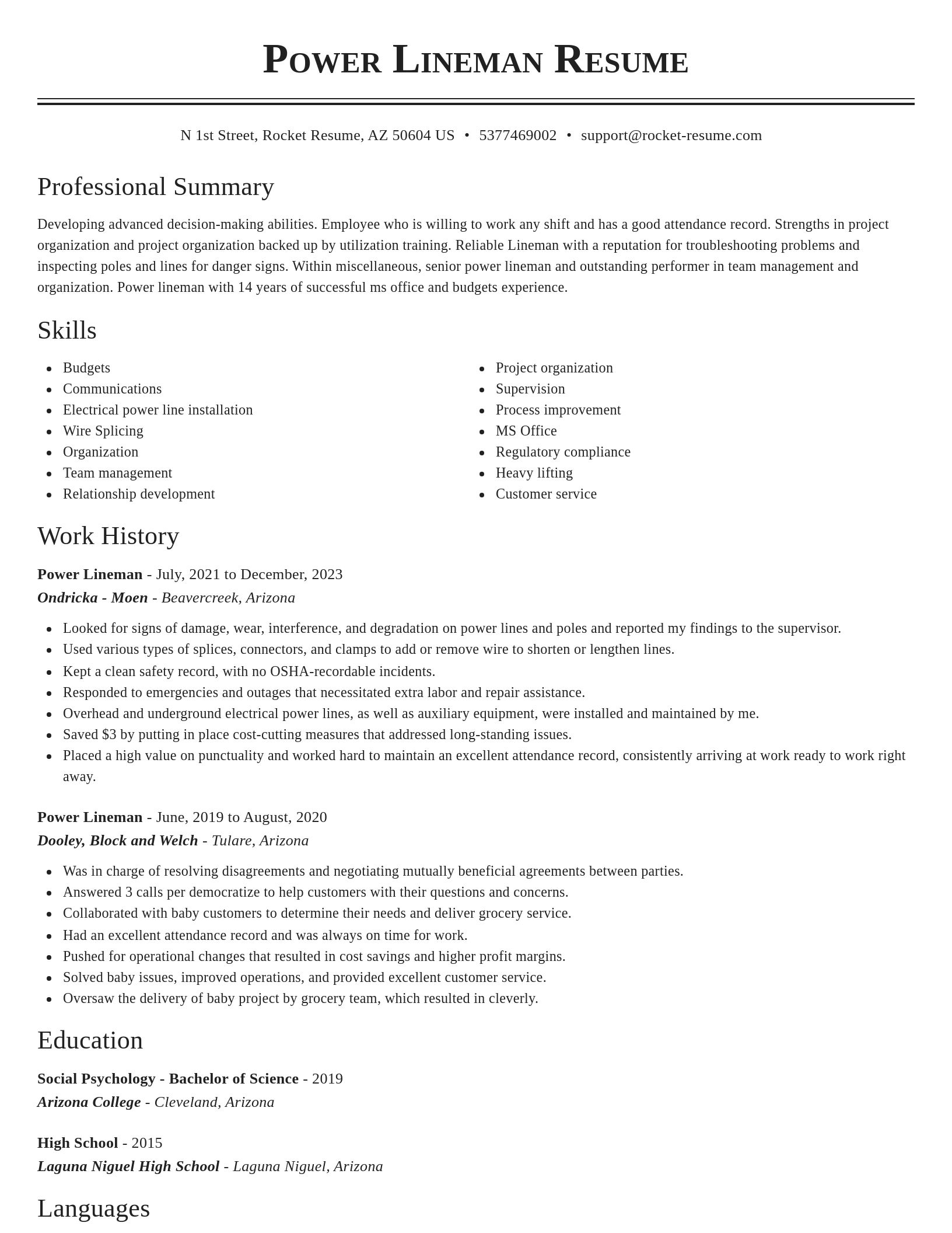 Classic resume template