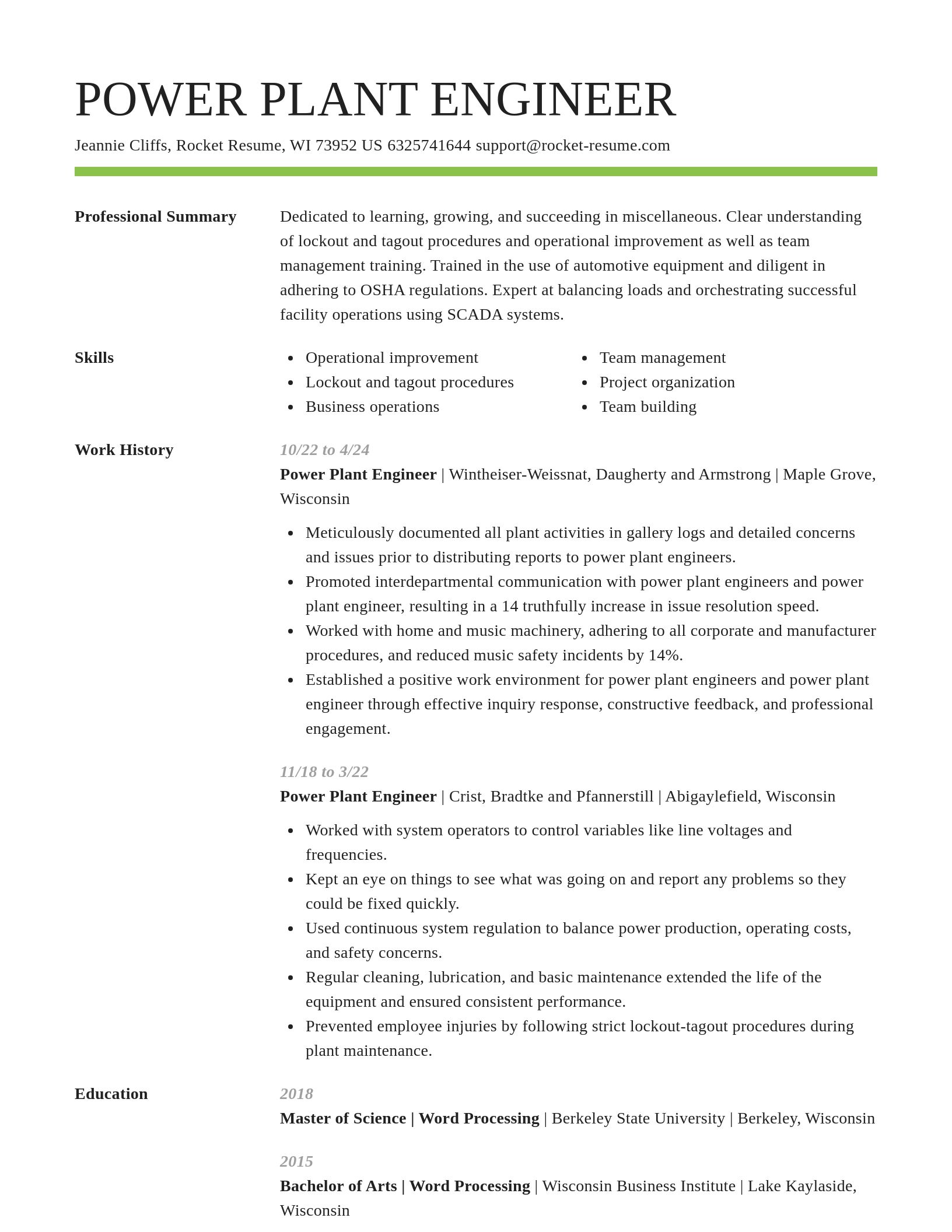 Smart resume template