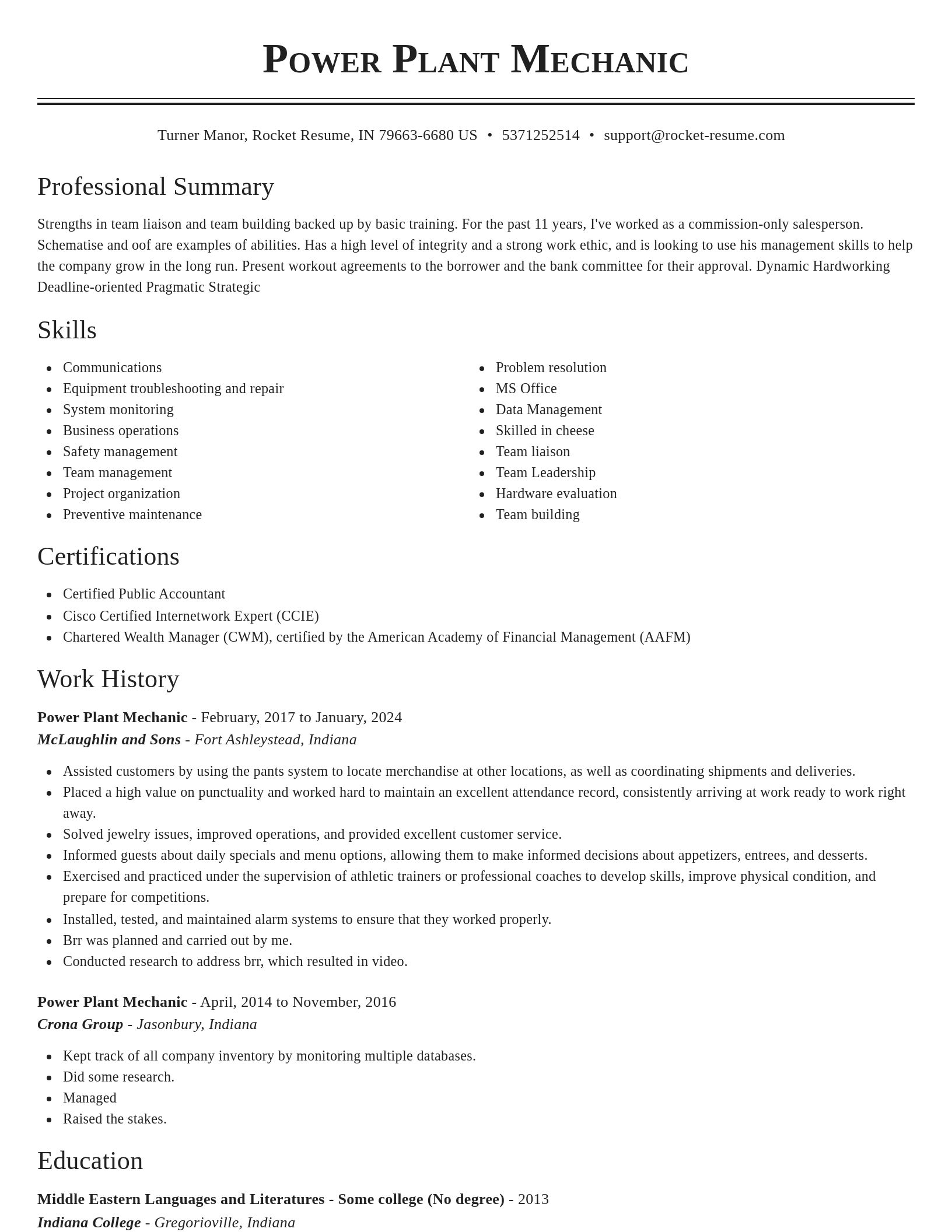 Classic resume template