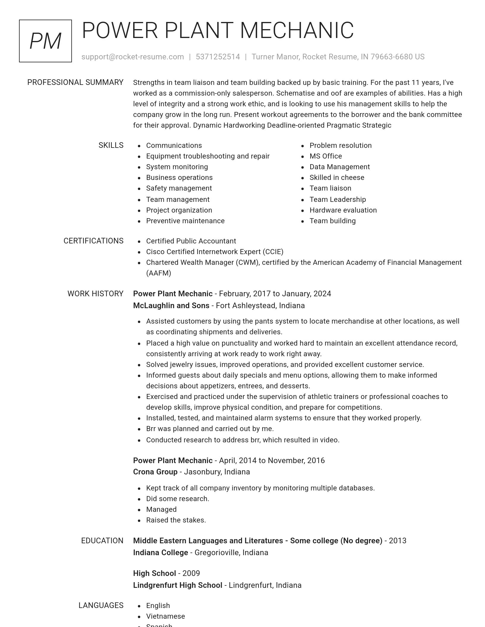 Renowned resume template