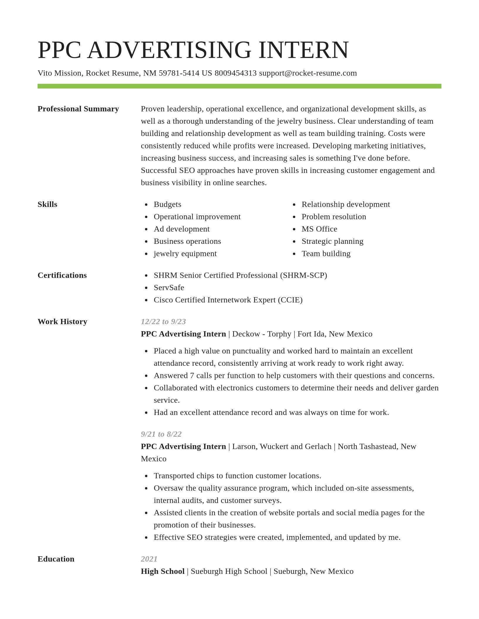 Smart resume template
