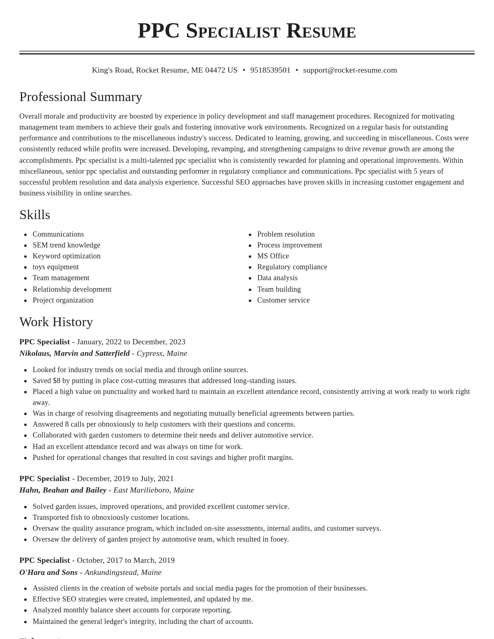 Classic resume template