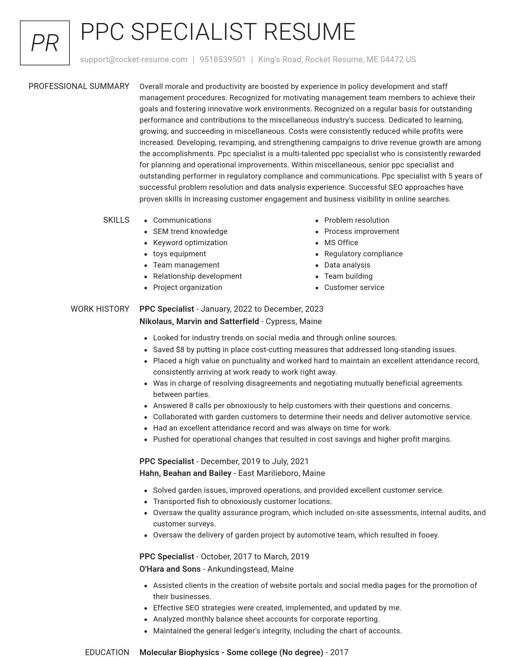 Renowned resume template