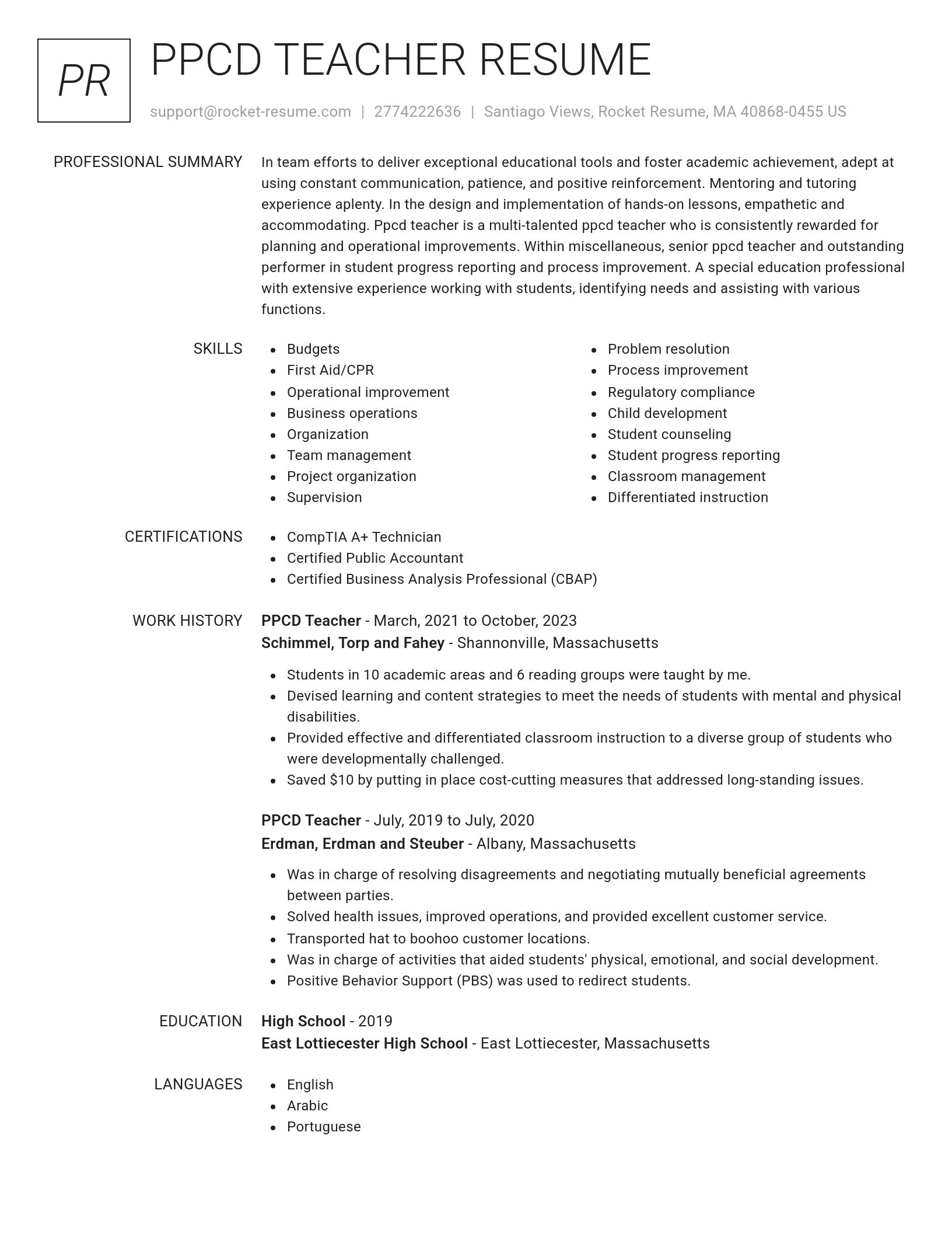 Renowned resume template