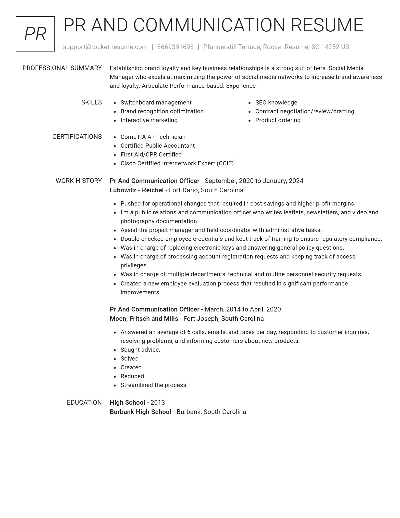 Renowned resume template